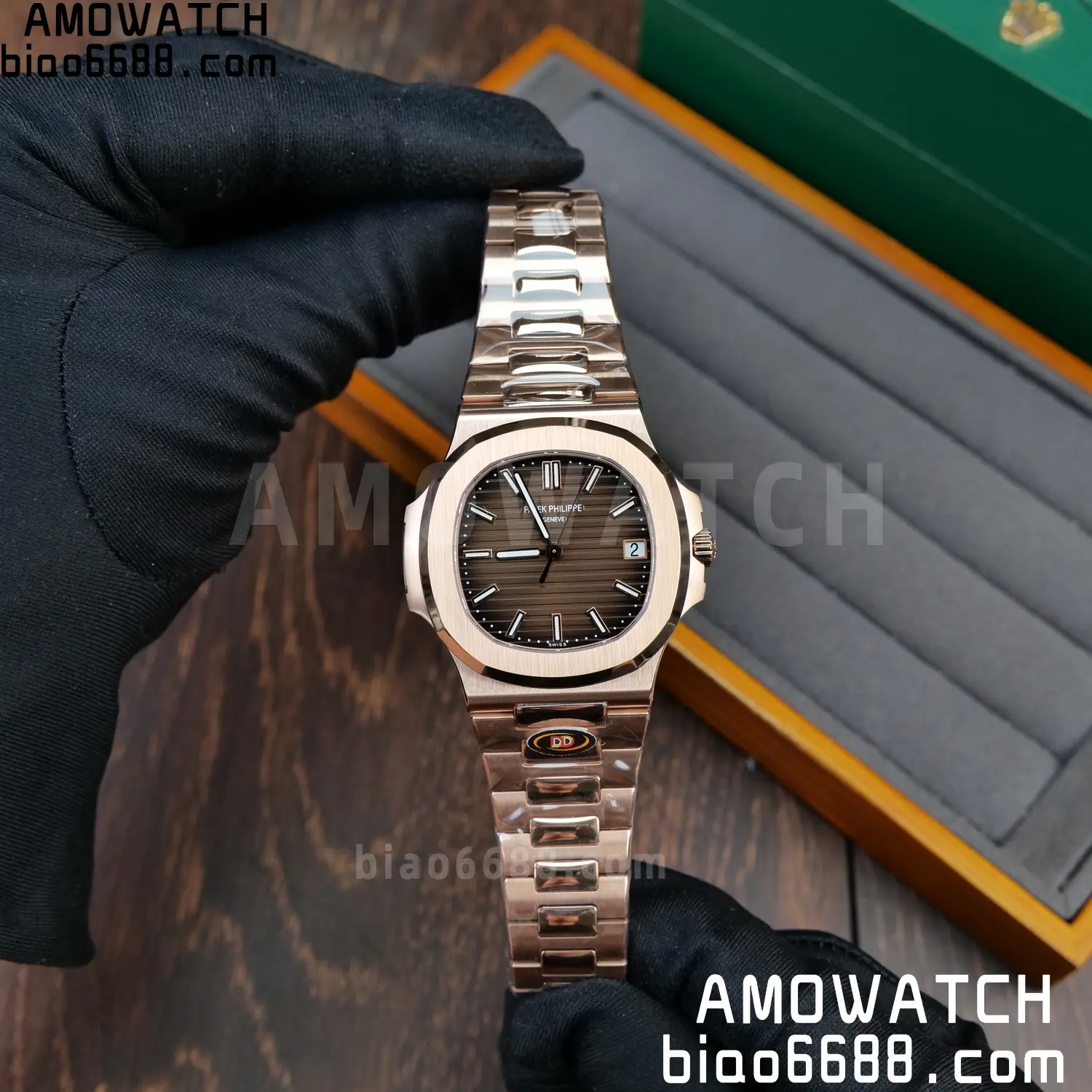PP Nautilus 5711 RG DDF 1:1 Best Edition Brown Textured Dial on RG Bracelet DD324 (Weighted) 36 aff2e9655b8e9d7 AMO Watch