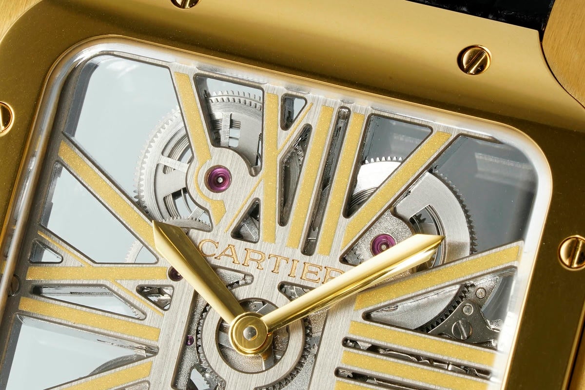 Cartier Santos Skeleton YG RICH 1:1 Best Edition Skeleton Dial on Black Leather Strap 9611MC Super Clone V2 22 b01a7cabb5096ec 阿默表行AmoWatch