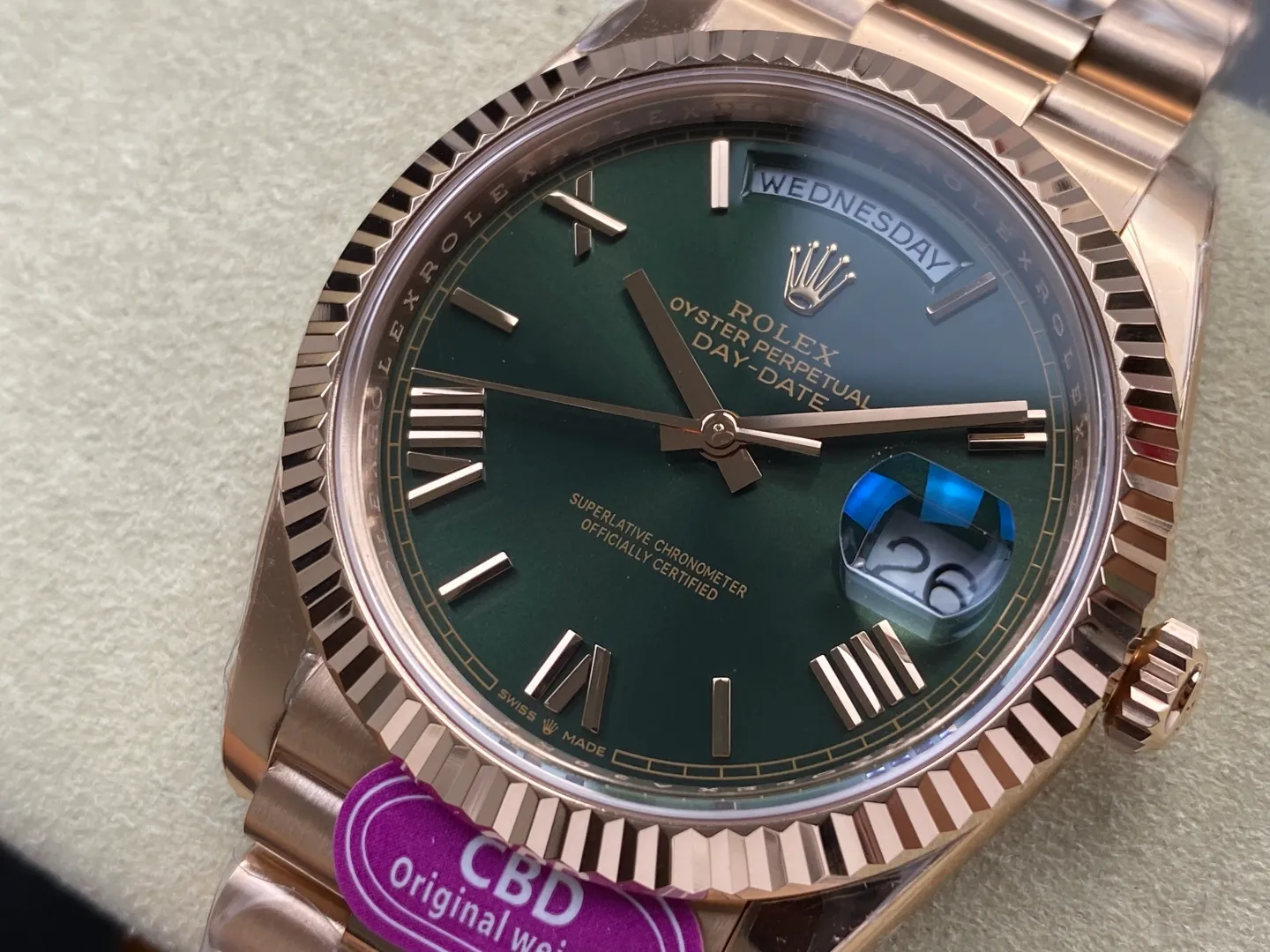 Rolex Day Date 40 RG CBDF 1:1 Best Edition Green Roman Dial on President Bracelet VR3255 (210g) 24 b14f5f747ca0f20 AMO Watch