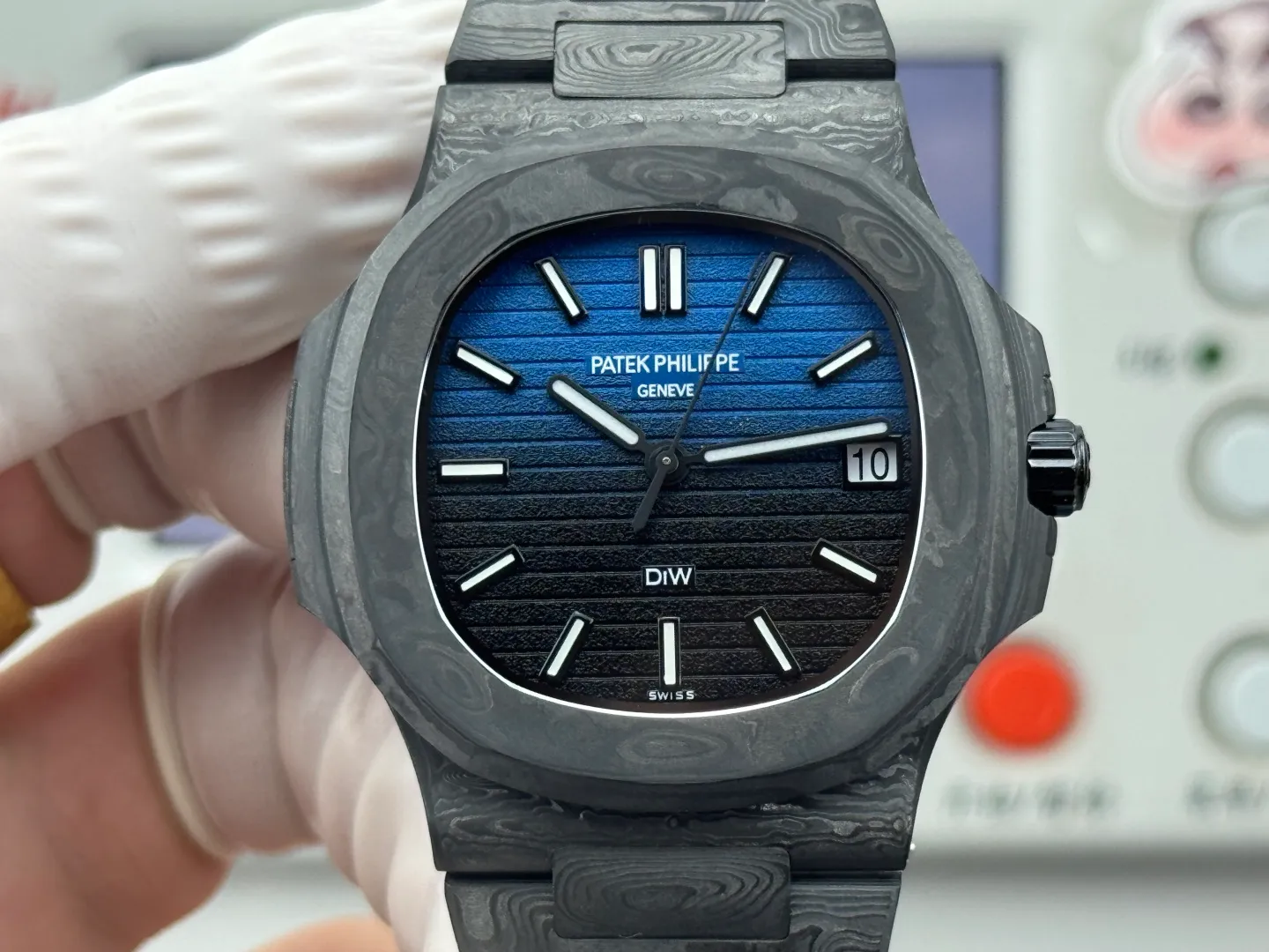 PP Nautilus 5711 DIW Carbon DIWF 1:1 Best Edition Blue/Black Dial On Carbon Bracelet DD324 23 b6cc662b7eb16cf 阿默表行AmoWatch