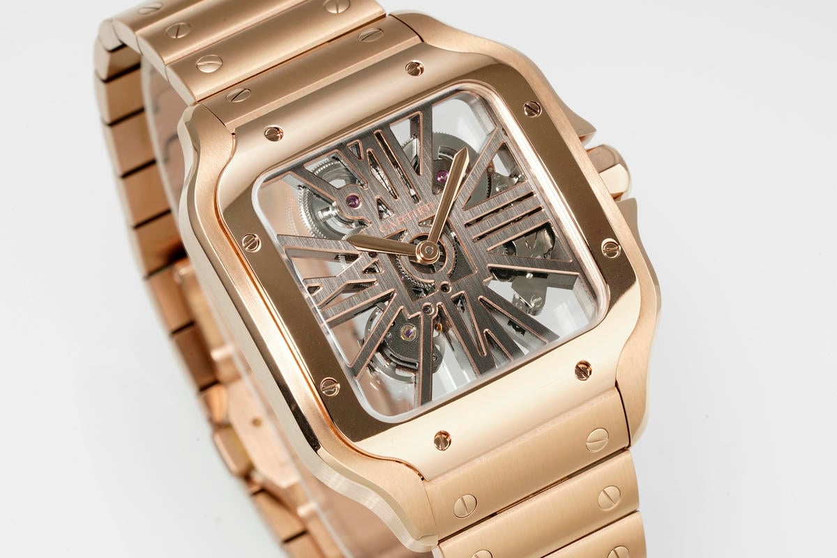Cartier Santos Skeleton RG RICH 1:1 Best Edition Skeleton Dial on RG Bracelet 9611MC Super Clone V2 20 b716214046021c1 阿默表行AmoWatch