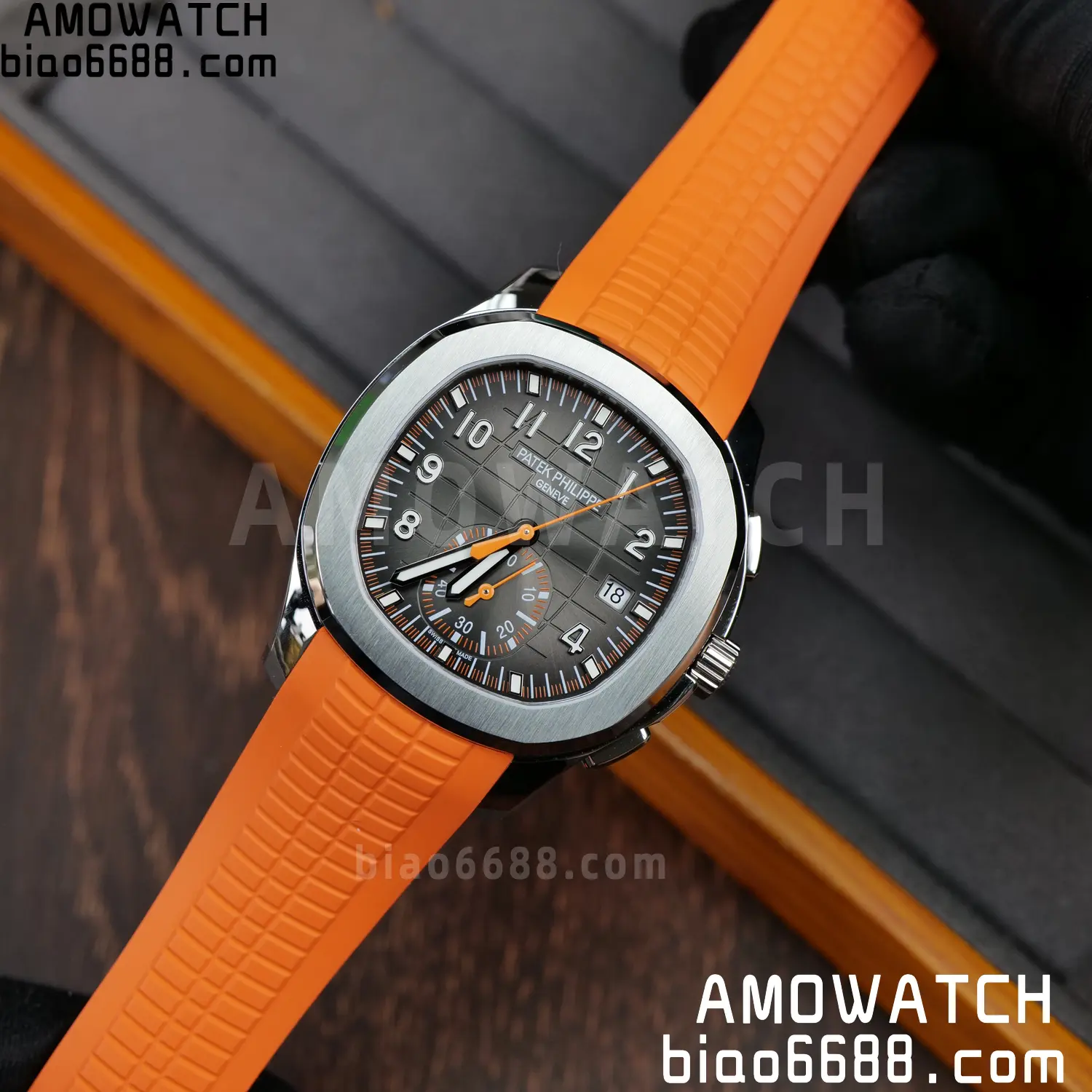 PP Aquanaut 5968 SS DDF 1:1 Best Edition Gray Dial on Orange Rubber Strap A520 64 bbc09d5dee1fe49 AMO Watch