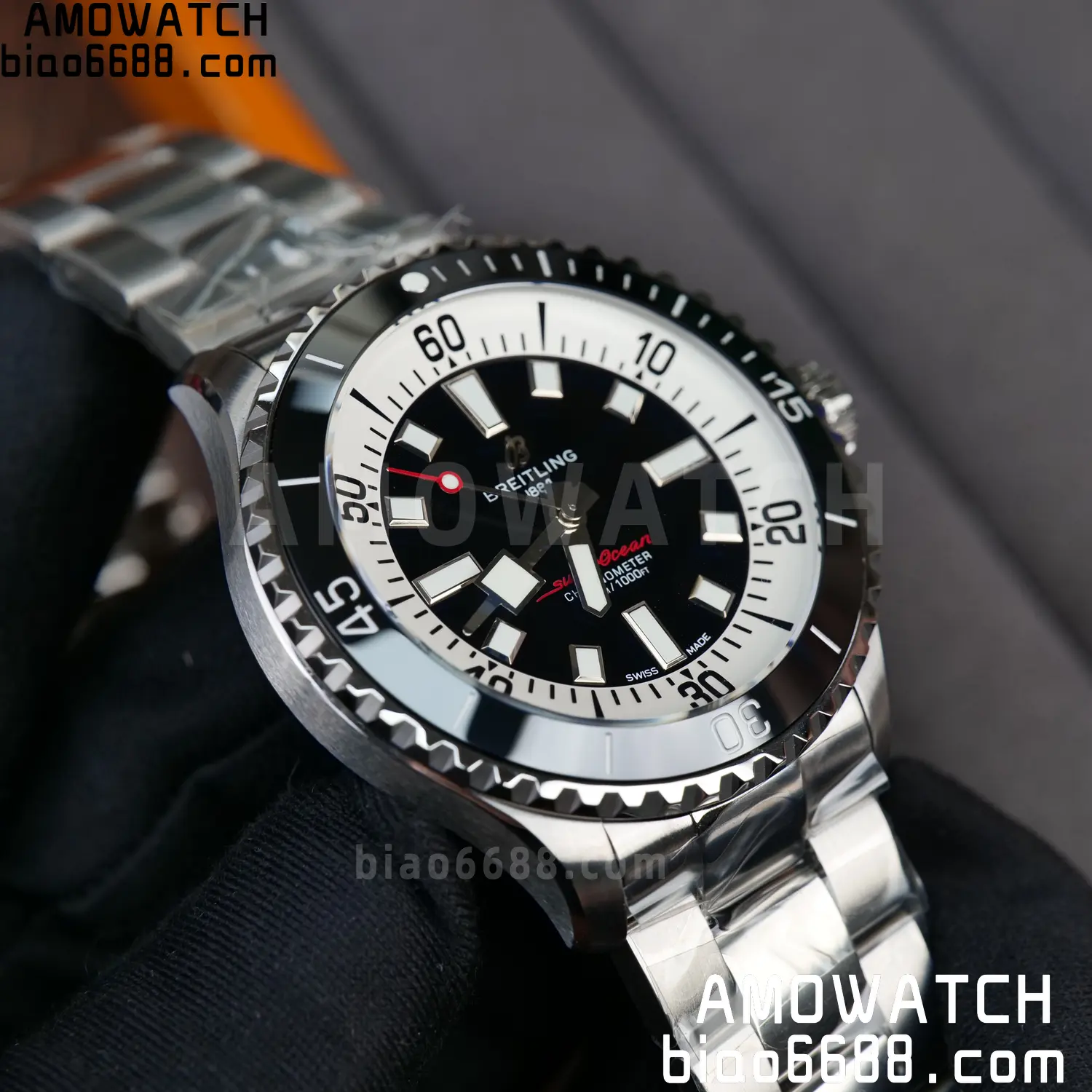 Breitling Superocean 44 SS TF Factory 1:1 Best Edition Black Dial on SS Bracelet A2824 66 be5f40c4bfe95c4 AMO Watch