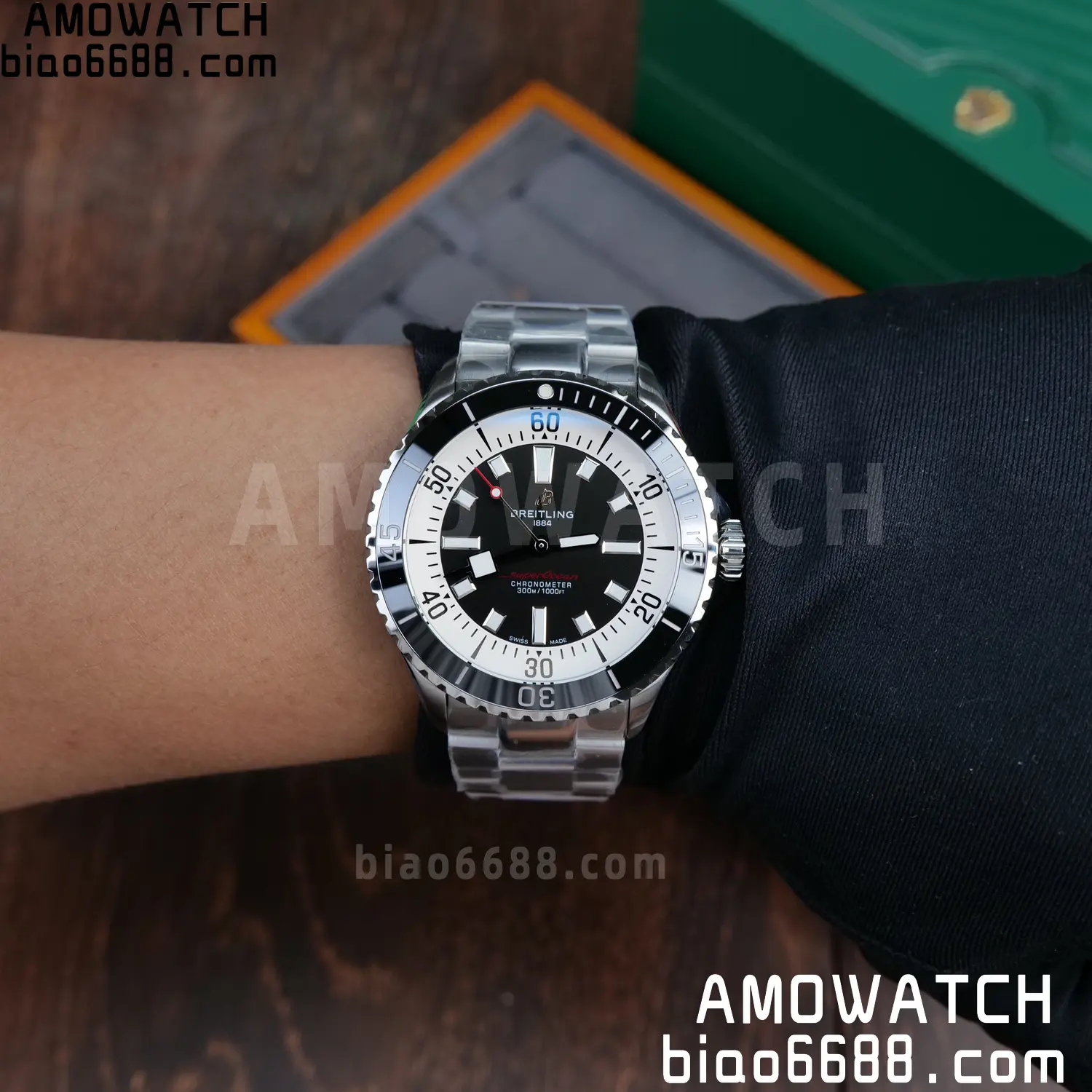 Breitling Superocean 42 SS BLF 1:1 Best Edition Black Dial on SS Bracelet A2824 99 bf84506bdb979ba AMO Watch