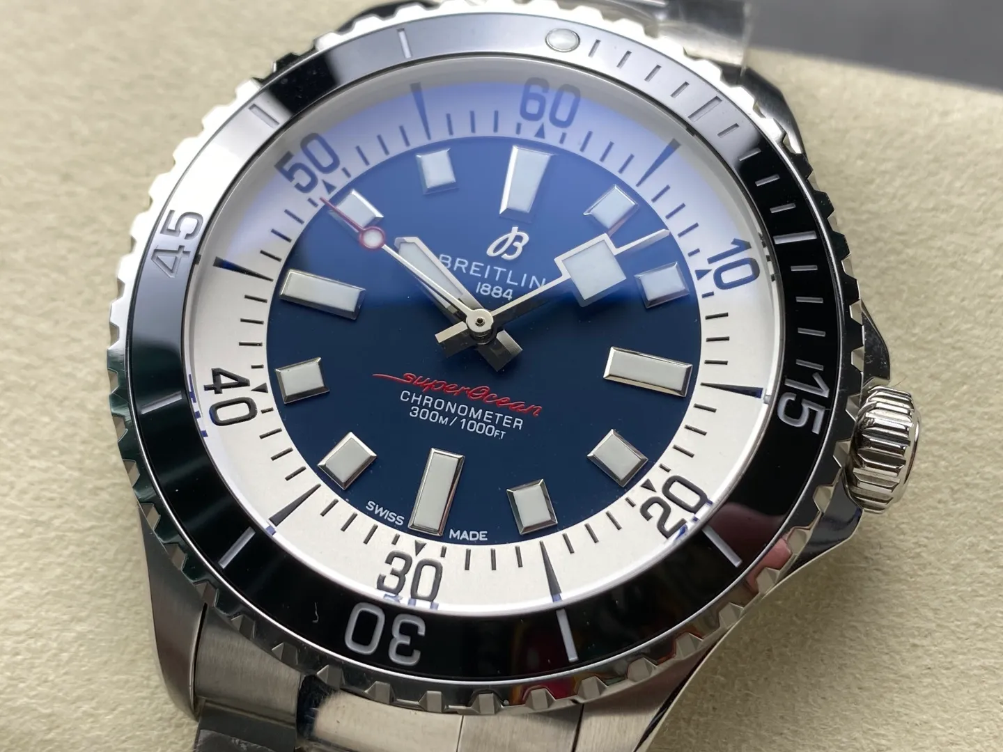 Breitling Superocean 44 SS TF Factory 1:1 Best Edition Black Ceramic Bezel Blue Dial on SS Bracelet A2824 23 c01c5ebb0bd878c AMO Watch
