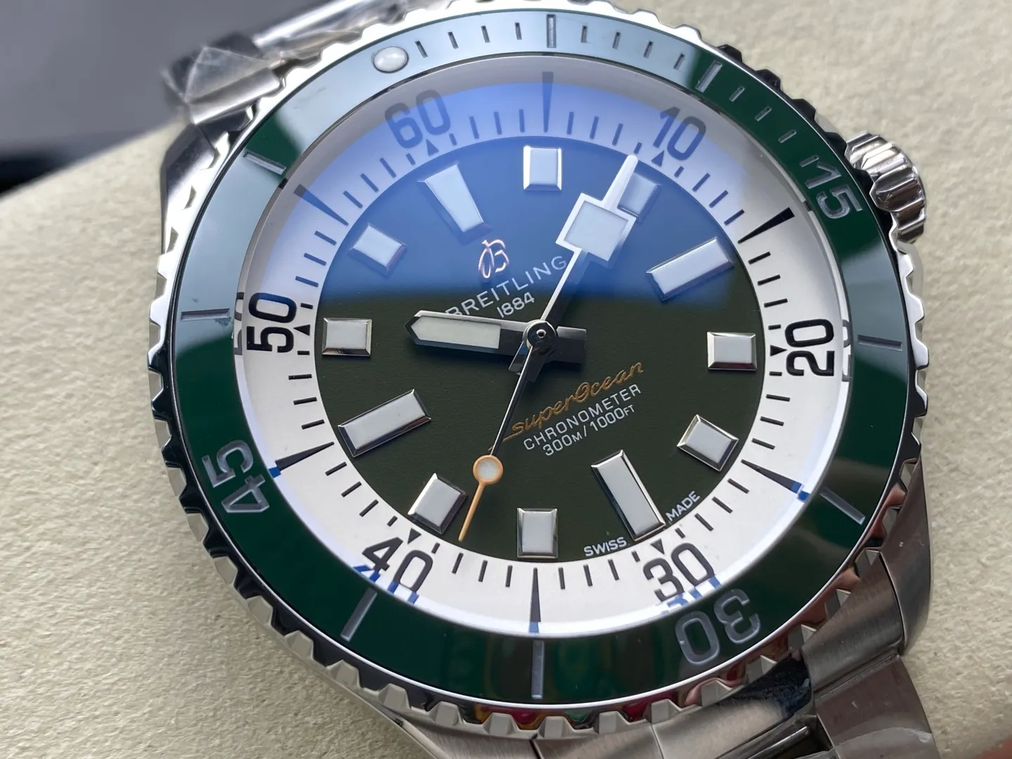 Breitling Superocean 44 SS TF Factory 1:1 Best Edition Green Ceramic Bezel Green Dial on SS Bracelet A2824 20 c97b582710f6b54 AMO Watch