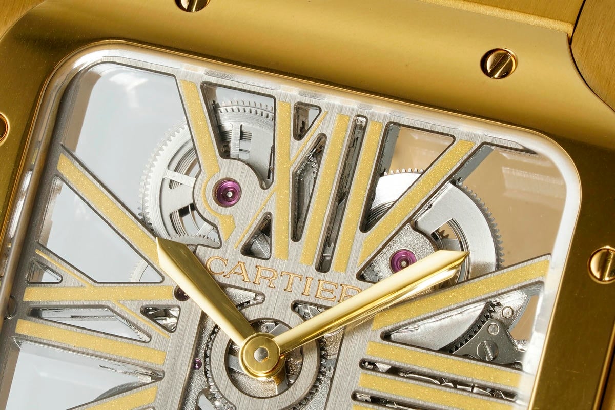 Cartier Santos Skeleton YG RICH 1:1 Best Edition Skeleton Dial on YG Bracelet 9611MC Super Clone V2 22 c998b6a811cdc80 阿默表行AmoWatch