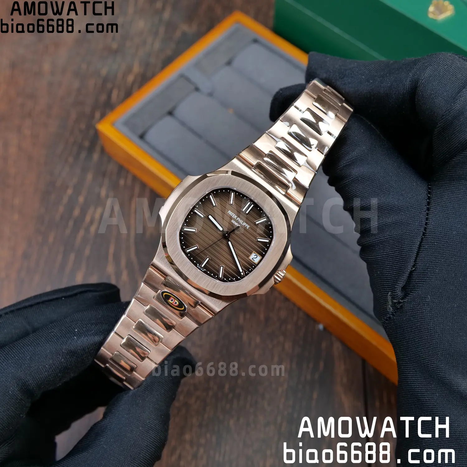 PP Nautilus 5711 RG DDF 1:1 Best Edition Brown Textured Dial on RG Bracelet DD324 (Weighted) 39 ce46aeca1699c37 AMO Watch