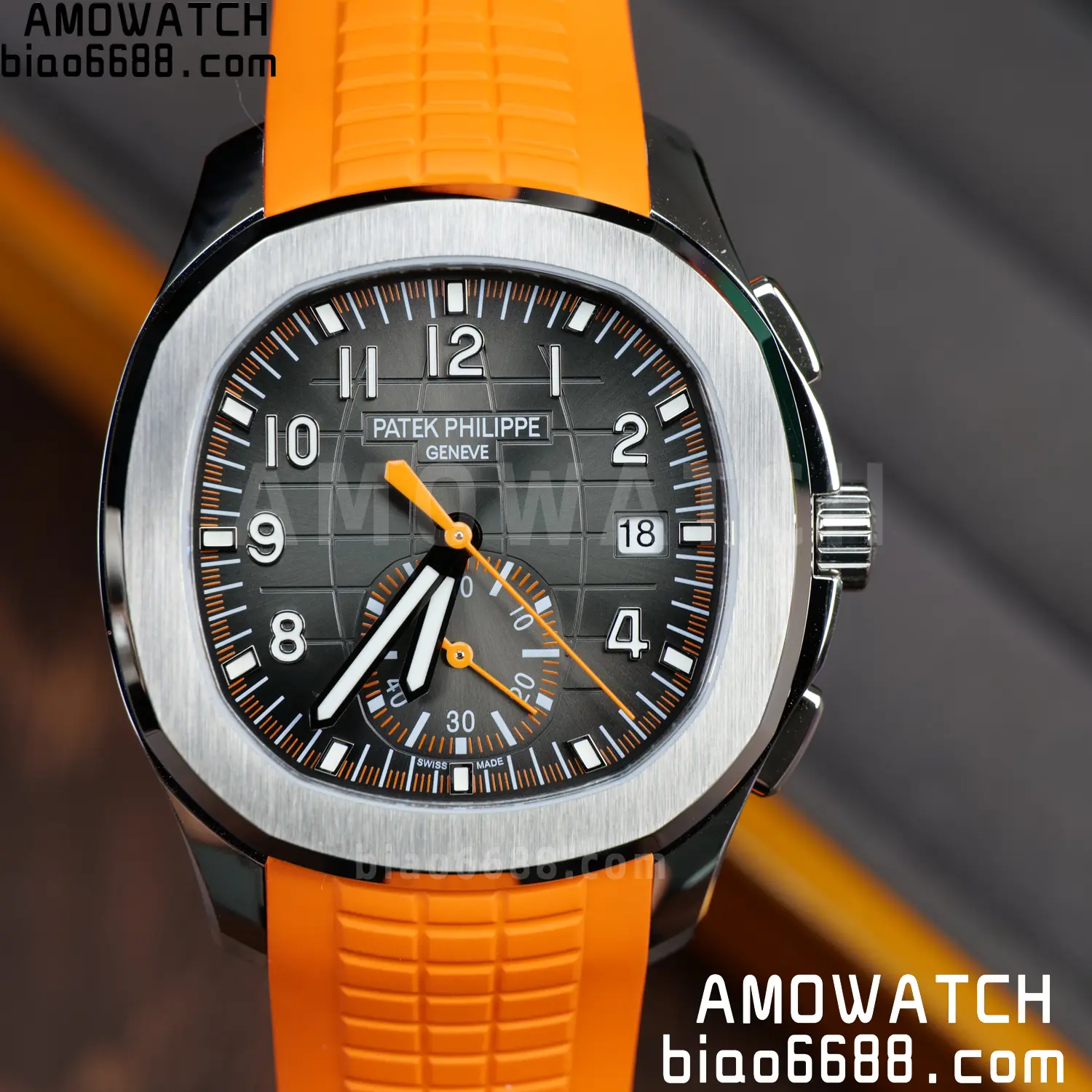 PP Aquanaut 5968 SS DDF 1:1 Best Edition Gray Dial on Orange Rubber Strap A520 66 d02dadead80e6f7 AMO Watch