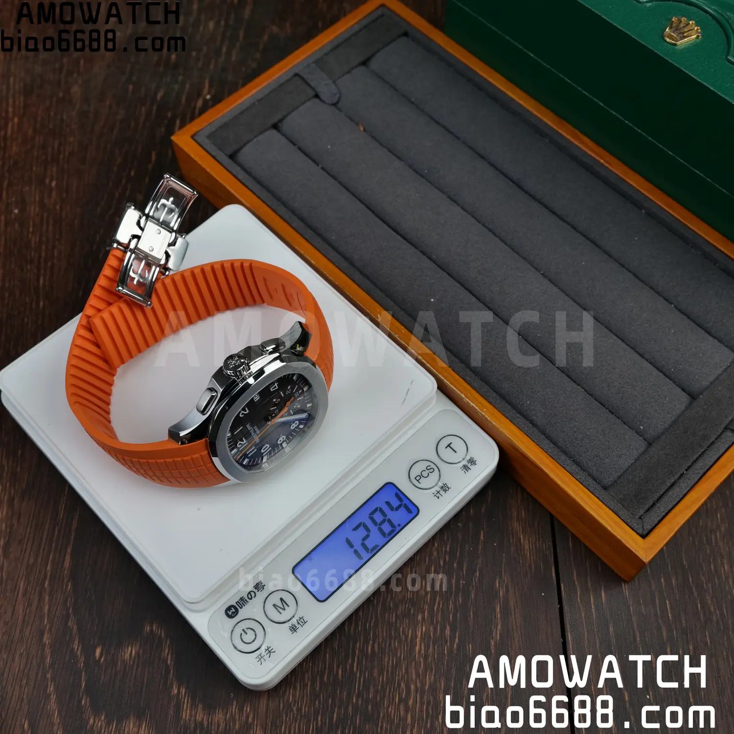 PP Aquanaut 5968 SS DDF 1:1 Best Edition Gray Dial on Orange Rubber Strap A520 61 d09ba63718159ca AMO Watch