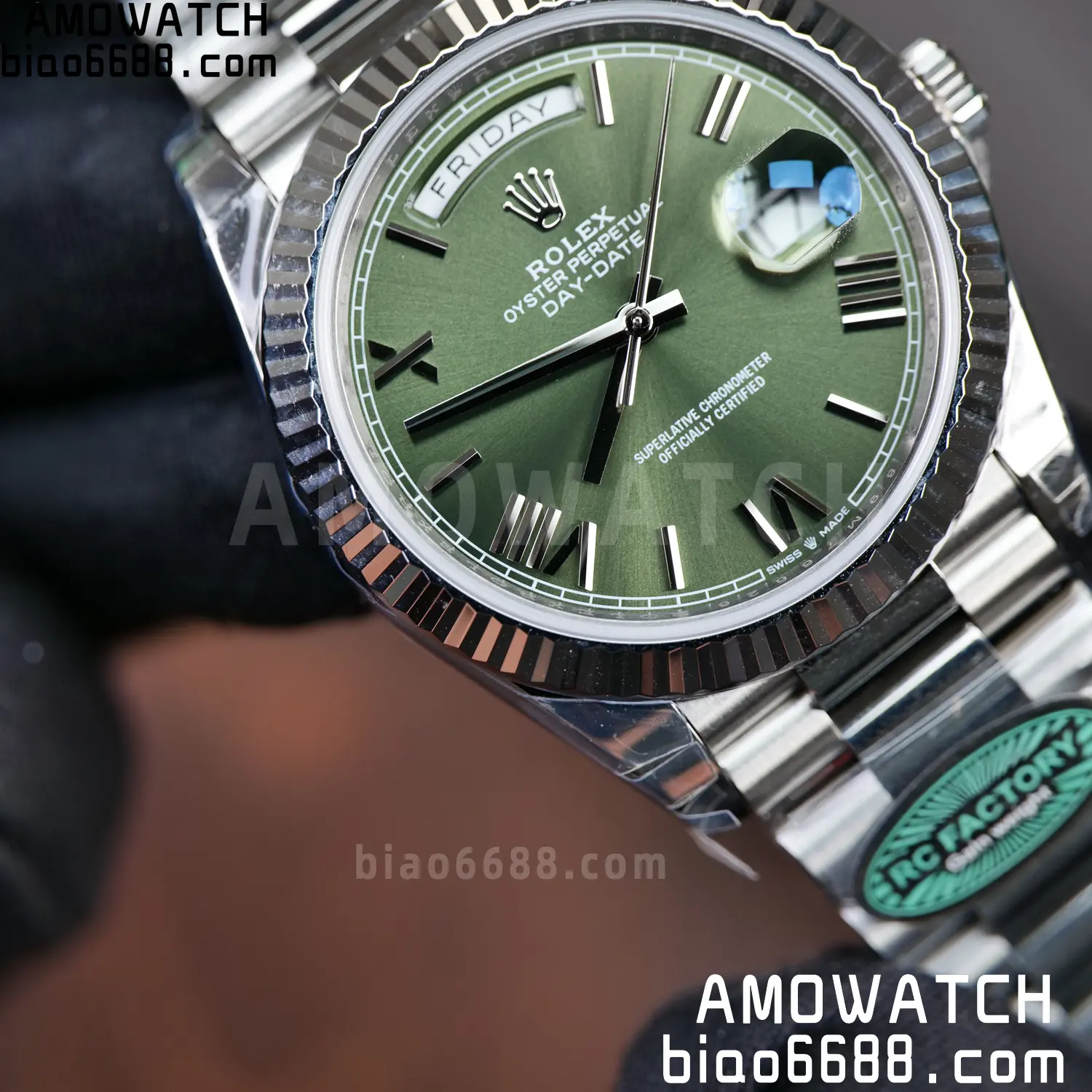 Rolex Day Date 40 SS 228236 RCF 1:1 Best Edition Green Roman Dial on President Bracelet VR3255 (211g) 54 d0fa54b0f27f0de AMO Watch