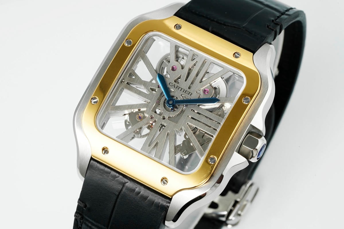 Cartier Santos Skeleton SS/YG RICH 1:1 Best Edition Skeleton Dial on Black Leather Strap 9611MC Super Clone V2 21 d33c0767edf73da 阿默表行AmoWatch