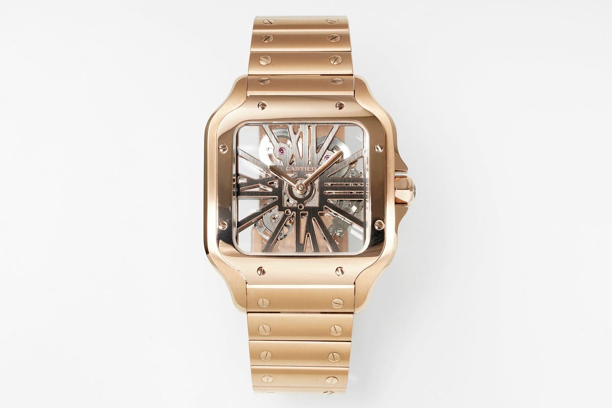 Cartier Santos Skeleton RG RICH 1:1 Best Edition Skeleton Dial on RG Bracelet 9611MC Super Clone V2 19 d36828a09c888ee 阿默表行AmoWatch