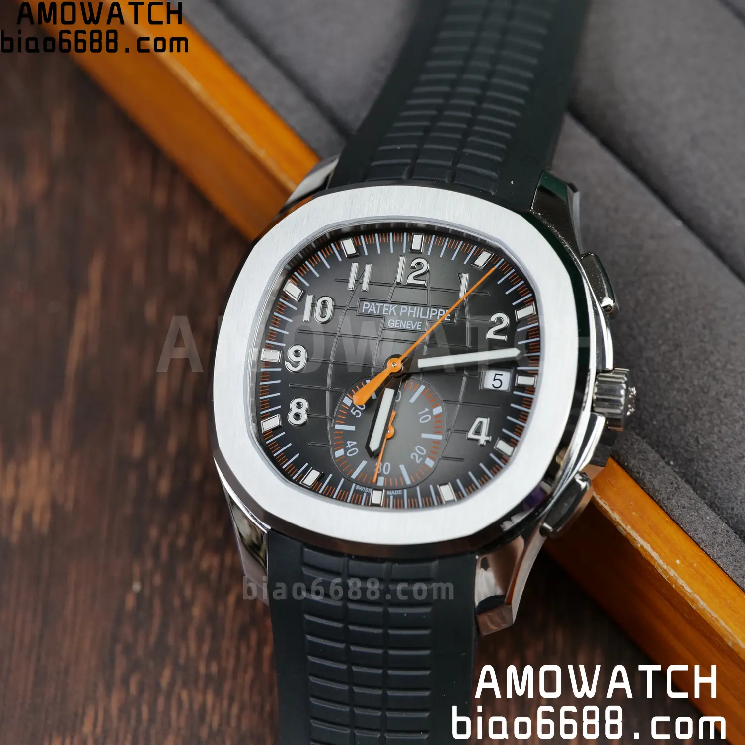 PP Aquanaut 5968 SS DDF 1:1 Best Edition Gray Dial on Black Rubber Strap A520 90 d50ea4f52bb40b7 AMO Watch
