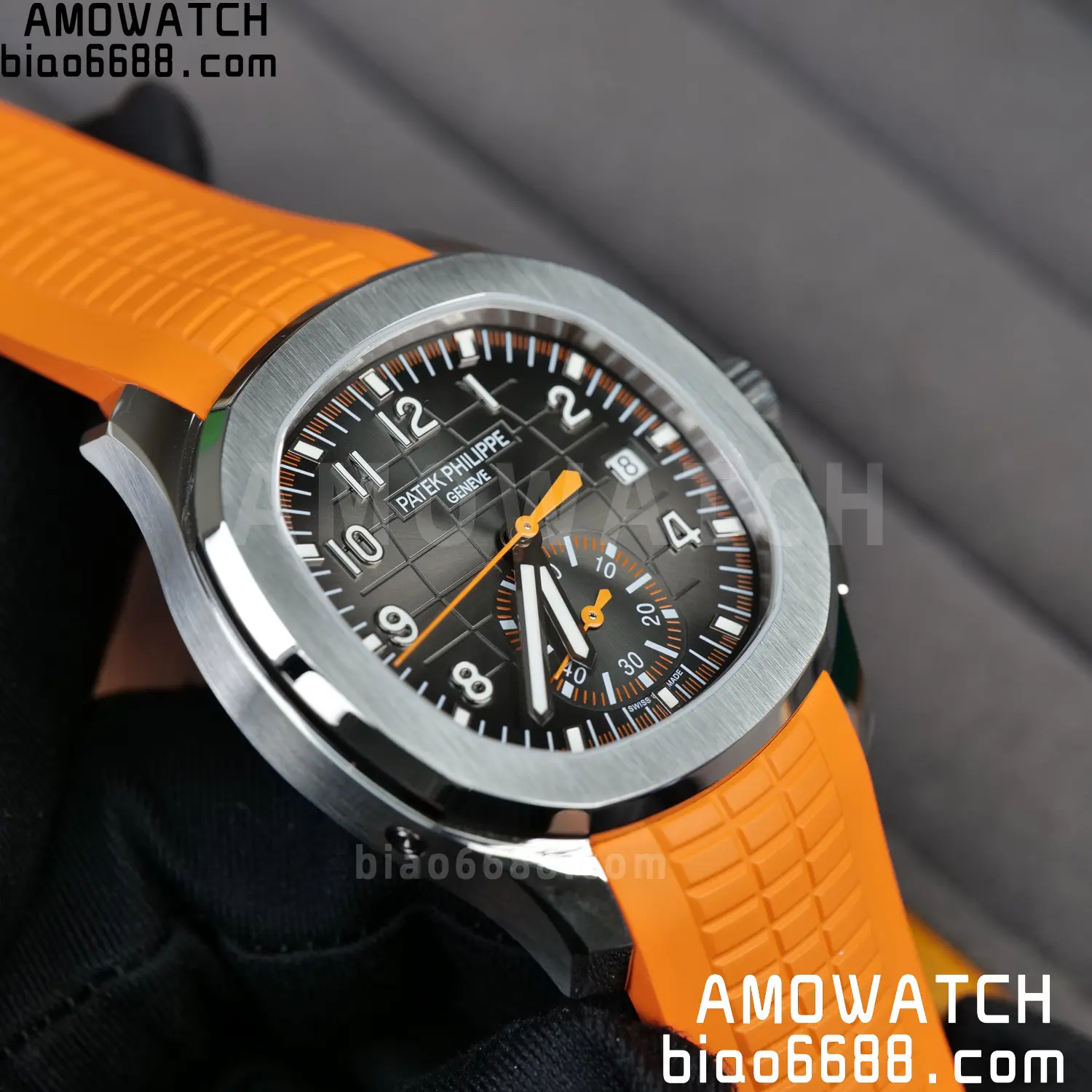 PP Aquanaut 5968 SS DDF 1:1 Best Edition Gray Dial on Orange Rubber Strap A520 71 e0efedd30ecf29f AMO Watch