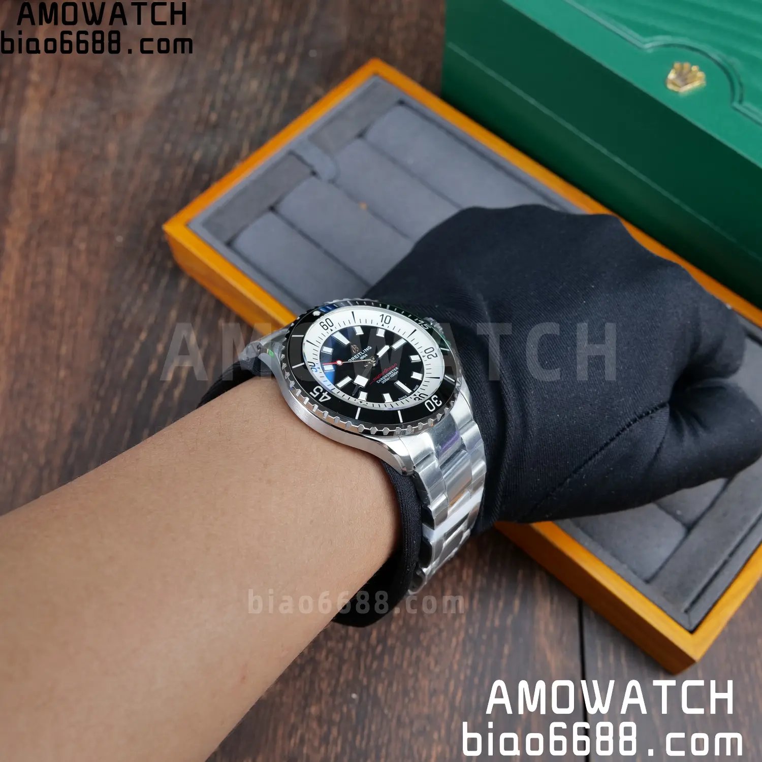Breitling Superocean 42 SS BLF 1:1 Best Edition Black Dial on SS Bracelet A2824 98 e3abe11de8eea6c AMO Watch