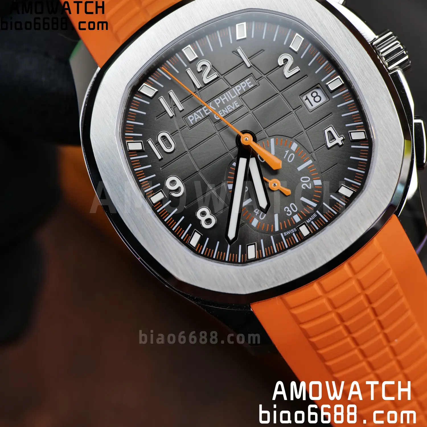 PP Aquanaut 5968 SS DDF 1:1 Best Edition Gray Dial on Orange Rubber Strap A520 75 ebfd0d91edb4063 AMO Watch