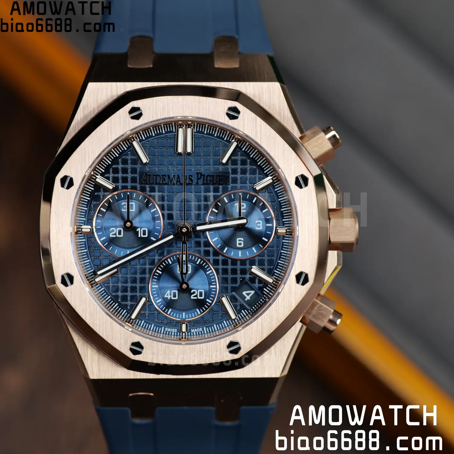 AP Royal Oak Chrono 26240 RG DDF 1:1 Best Edition White Dial on Blue Rubber Strap DD4401 Super Clone Weight (SW Dial) 24 ecfeafbc11e0bbe AMO Watch