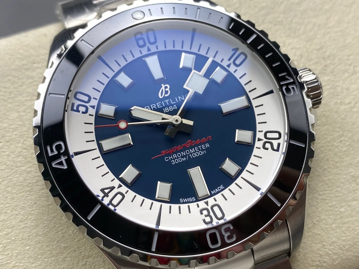 Breitling Superocean 44 SS TF Factory 1:1 Best Edition Black Ceramic Bezel Blue Dial on SS Bracelet A2824 22 ef2386b5bcdaa24 AMO Watch
