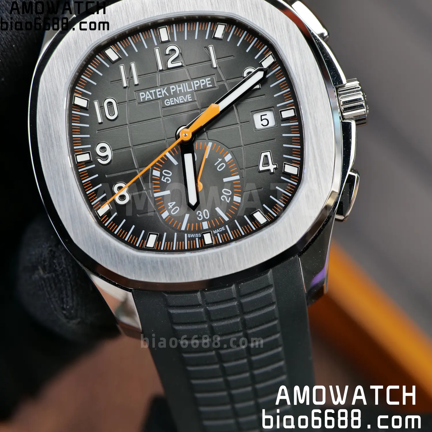 PP Aquanaut 5968 SS DDF 1:1 Best Edition Gray Dial on Black Rubber Strap A520 77 ef2b62e1a793130 AMO Watch