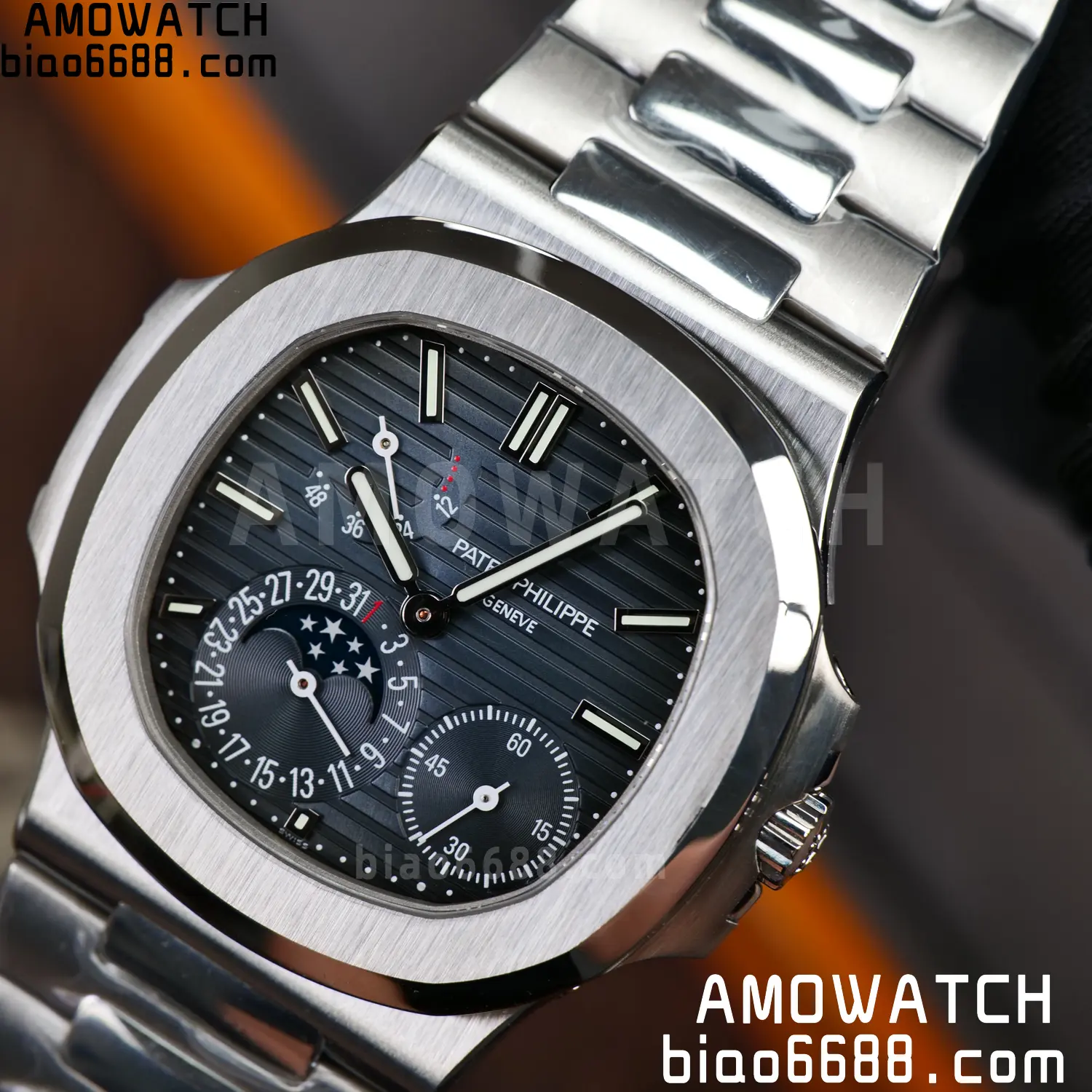 Patek Philippe Nautilus 5712 SS UMI Factory 1:1 Best Edition Blue Dial on SS Bracelet Free spring 90 f218ebd80b8d900 AMO Watch