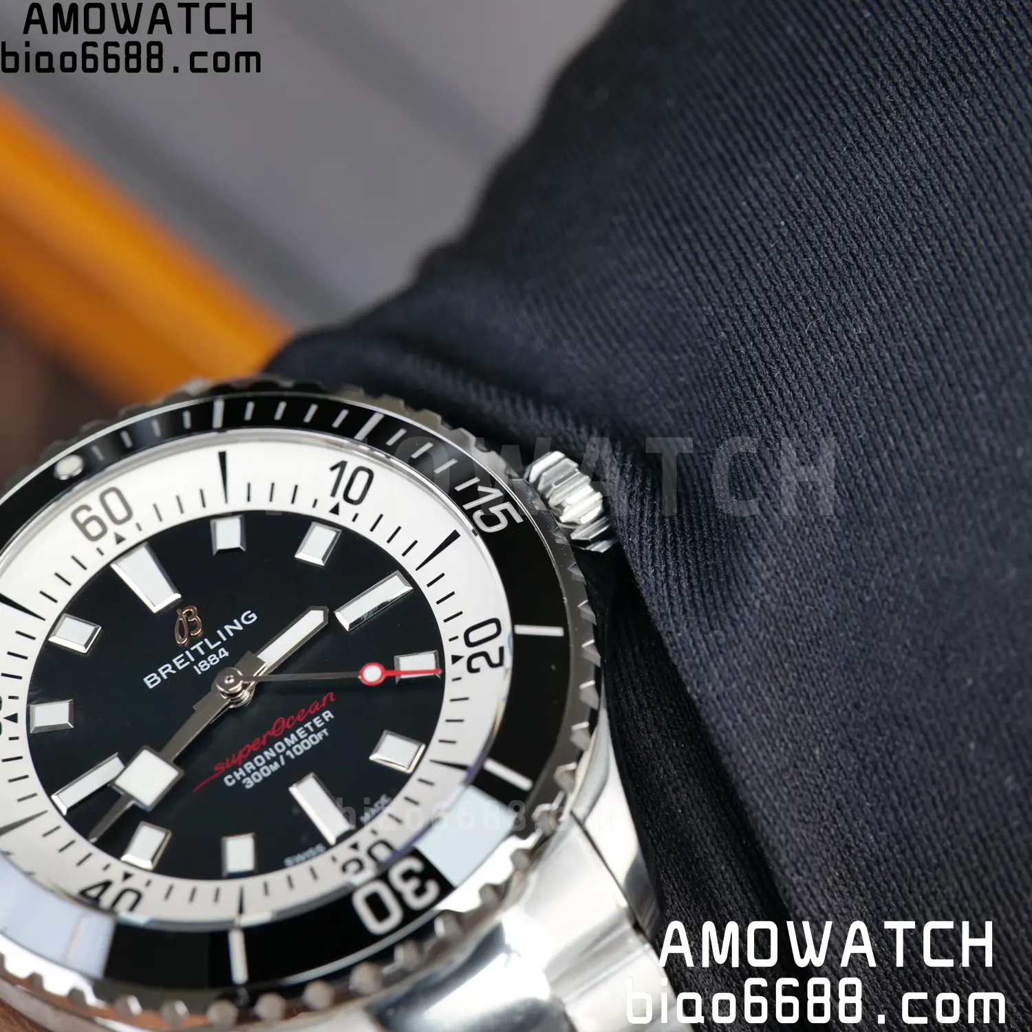 Breitling Superocean 42 SS BLF 1:1 Best Edition Black Dial on SS Bracelet A2824 105 f29eec668a45aca AMO Watch