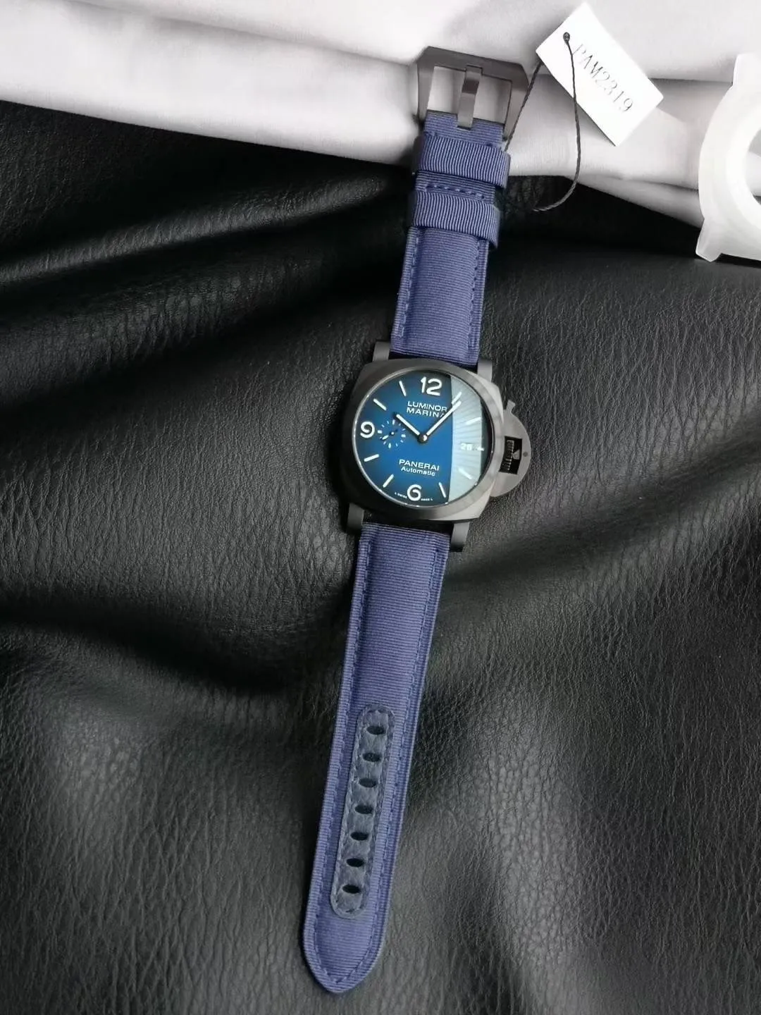 Panerai PAM2319 44mm DLC VSF 1:1 Best Edition Blue Ombre Dial on Blue Nylon Strap Asian P900 19 f30e50bc655a940 AMO Watch