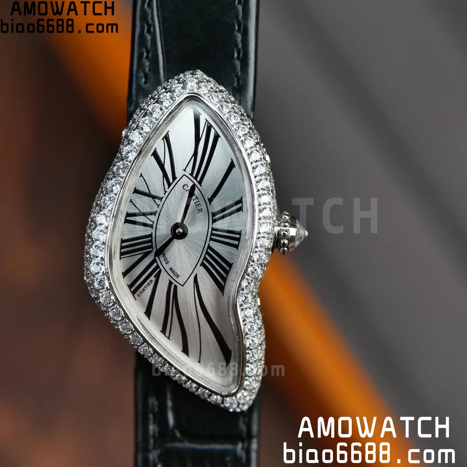 Cartier CRASH 23mm SS White dial Quartz Black Strap 23 f35a174c6b8b245 阿默表行AmoWatch