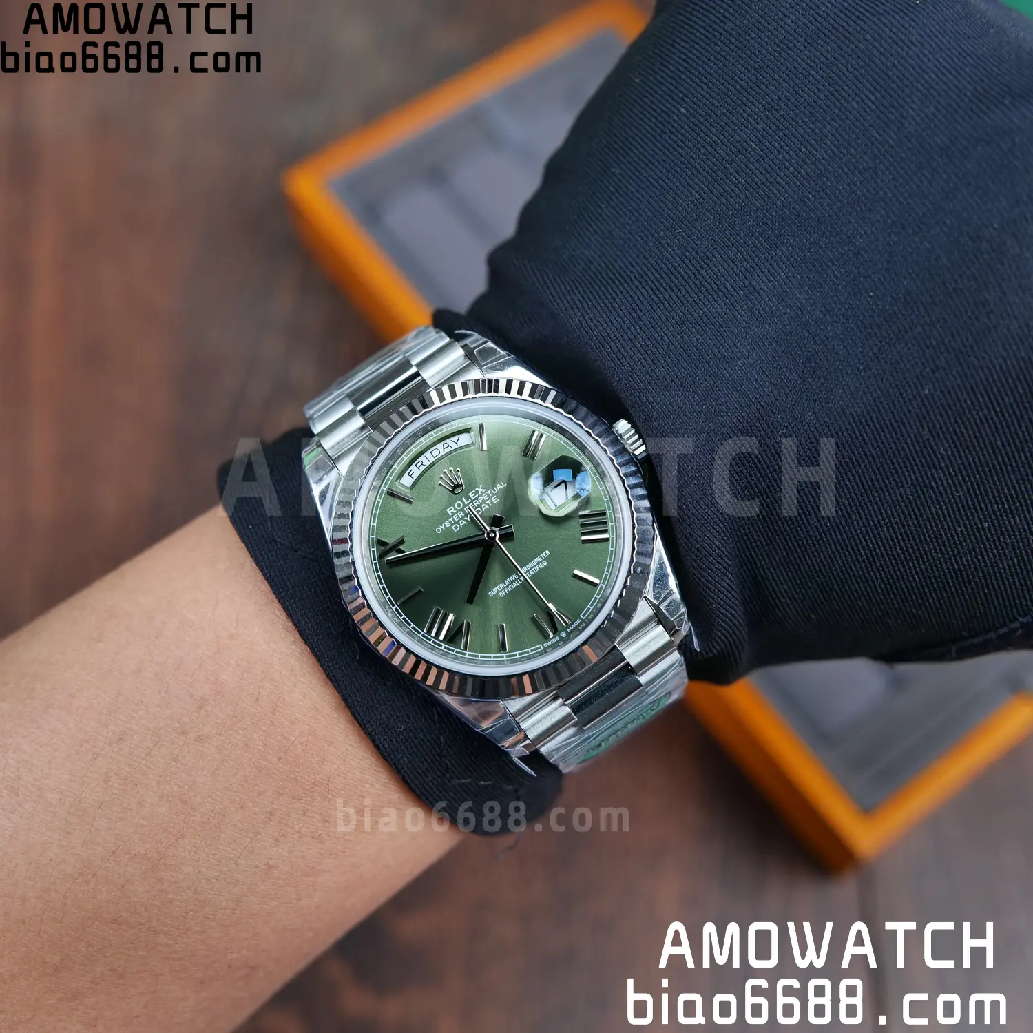 Rolex Day Date 40 SS 228236 RCF 1:1 Best Edition Green Roman Dial on President Bracelet VR3255 (211g) 66 f47c0fe4c3e9cf4 AMO Watch