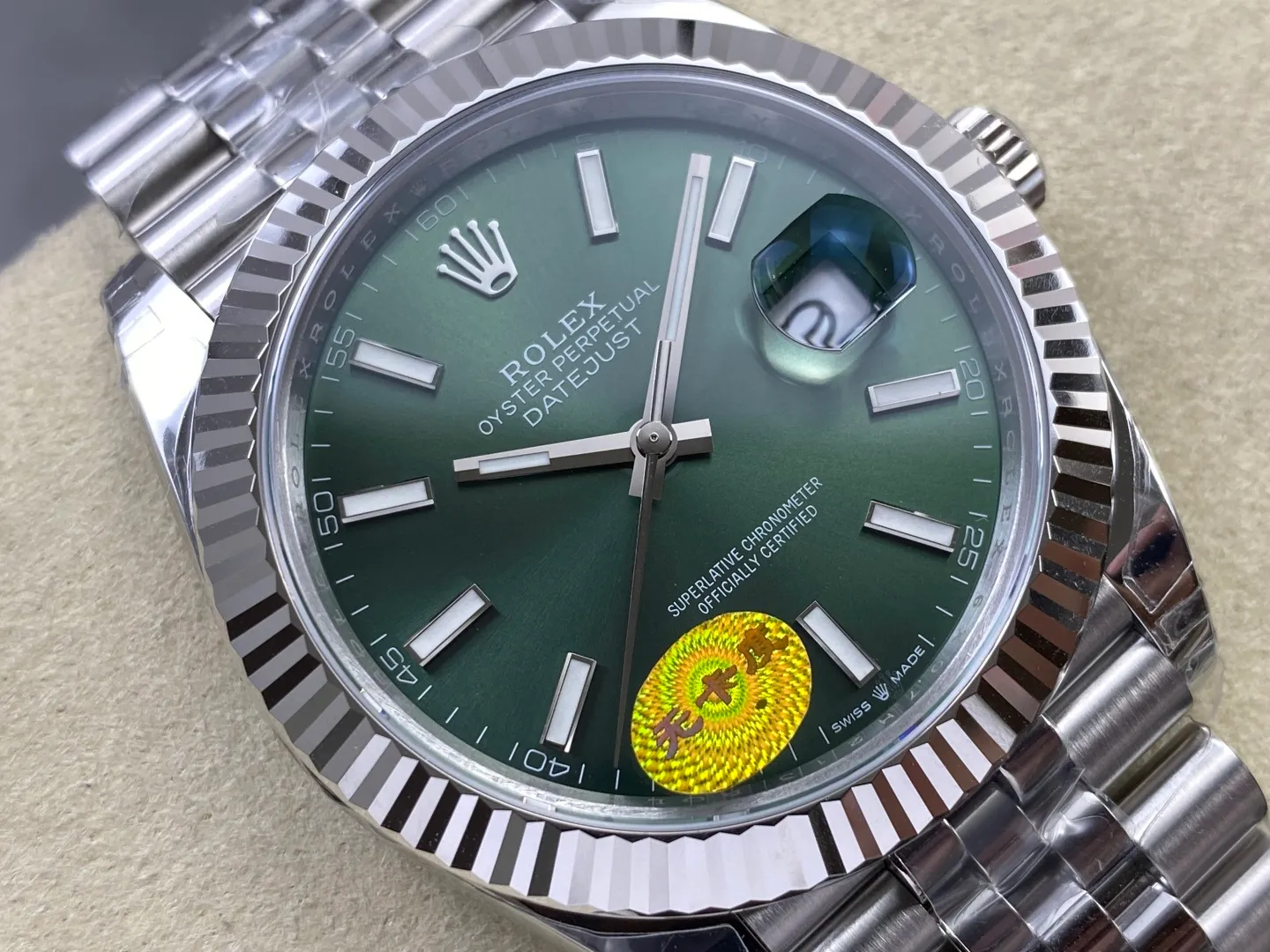 ROLEX DateJust 41mm SS 126334 VSF 1:1 Best Edition 904L Steel Green Stick Dial on Jubilee Bracelet V2s (Free Sprung) 29 f7da9b7e65c0847 AMO Watch