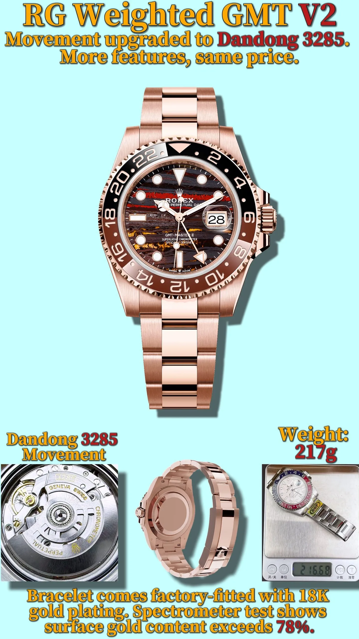Rolex GMT-Master II RG 126715 BLRO RGF RCF 1:1 Best Edition Tiger Iron Dial V2 217g (Weighted) 3 ff8156105ab0cd1 AMO Watch
