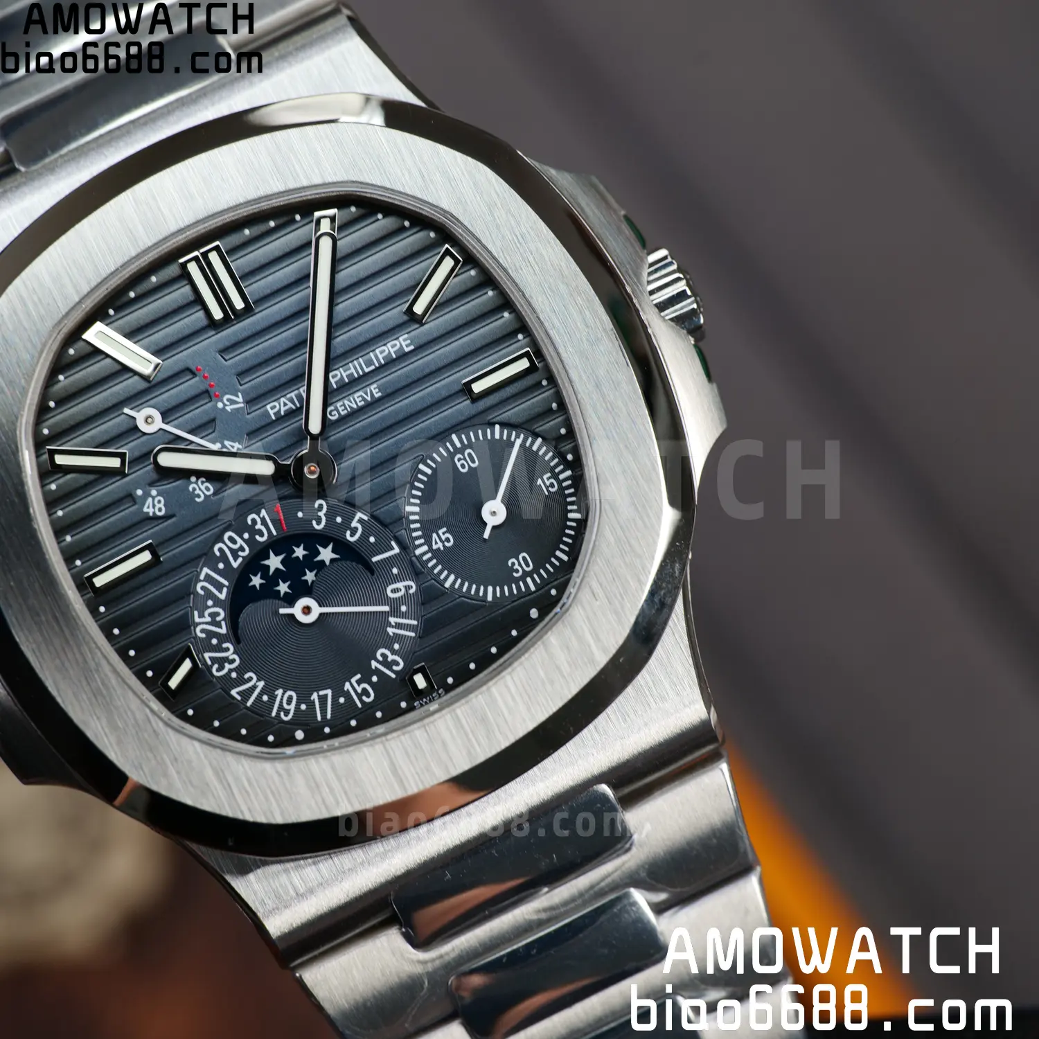 Patek Philippe Nautilus 5712 SS UMI Factory 1:1 Best Edition Blue Dial on SS Bracelet Free spring 85 ffb23cfaf550917 AMO Watch