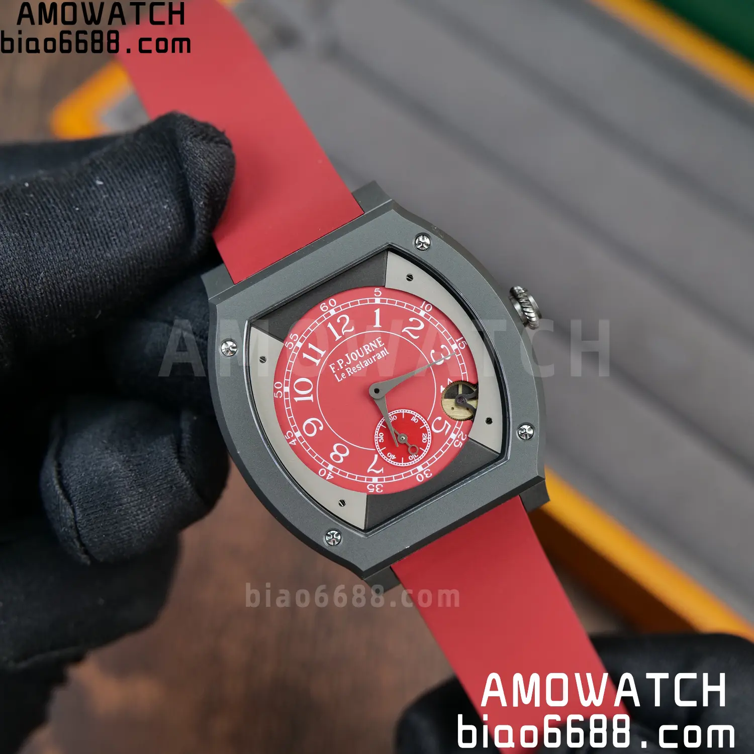 FPJ F.P.Journe Elegante PVD FJ Factory Best Edition Red Dial on RedRubber Strap Quartz V2 87 0019d1c26fffd71 AMO Watch
