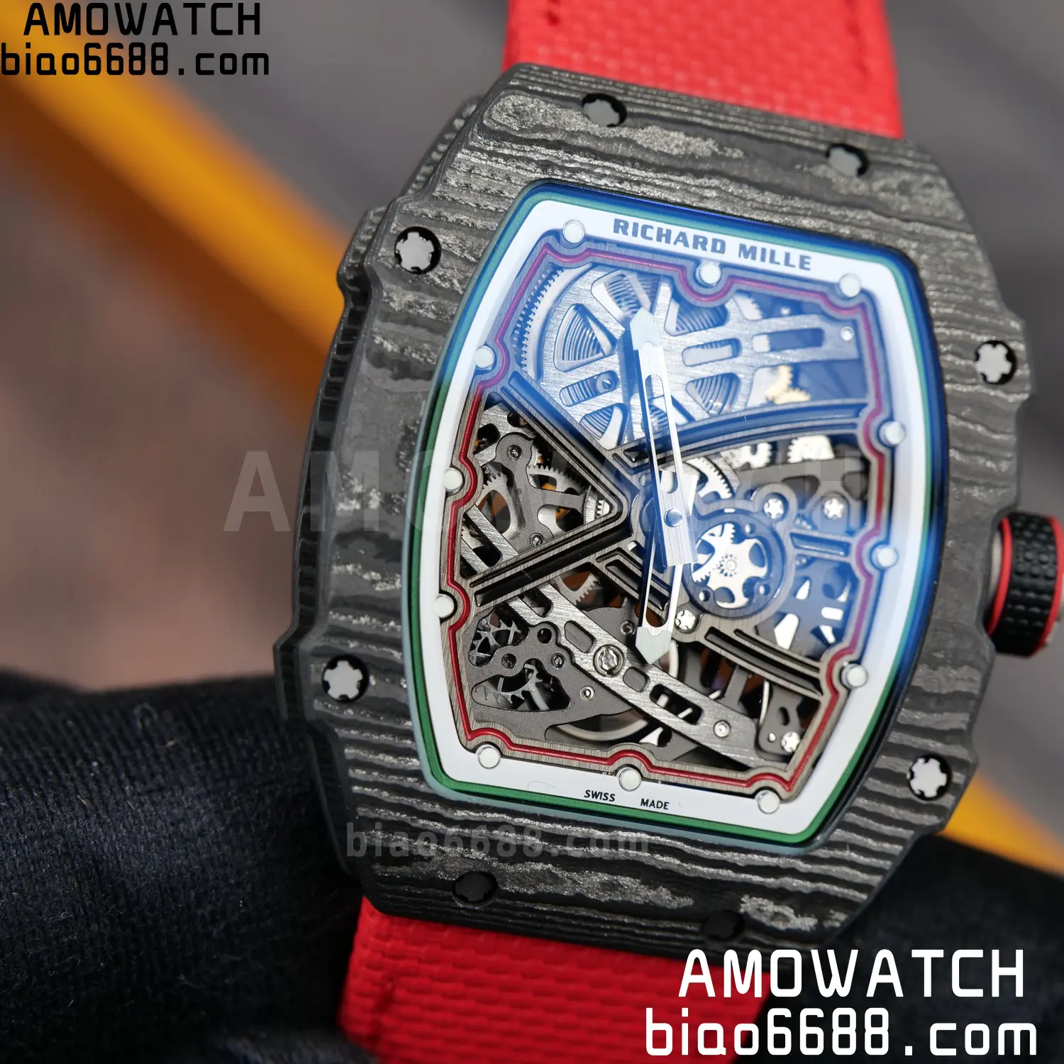 RICHARD MILLE 1:1 RM67-02 Black NTPT RICH Factory Pro 1:1 Italy Skeleton Dial White Nylon Strap CRMA7 Super Clone V2 104 002b5fc72b86c26 AMO Watch