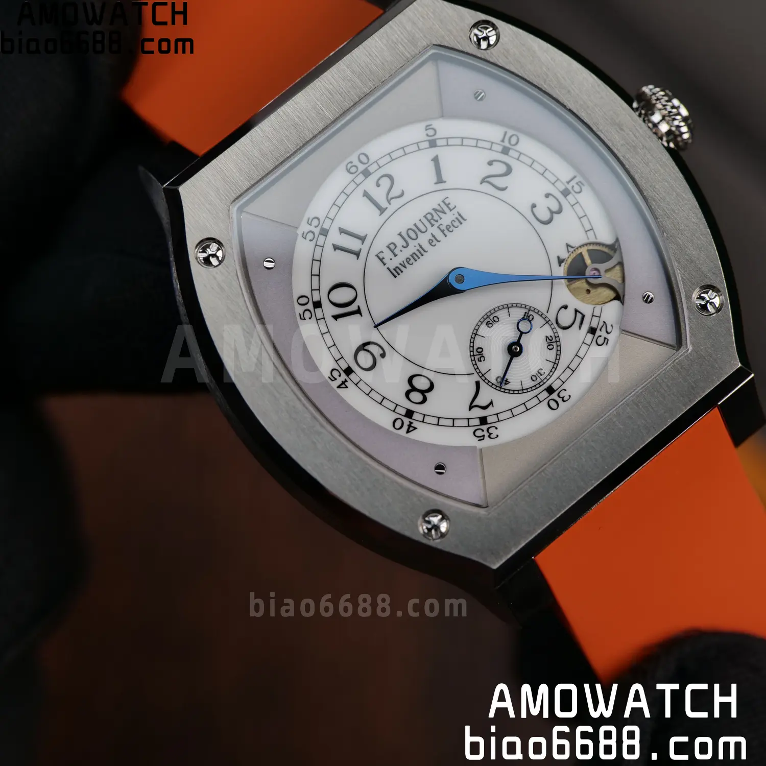 FPJ F.P.Journe Elegante FJ Factory Best Edition White Dial on Orange Rubber Strap Quartz V2 102 01fc94b0c77de4e AMO Watch