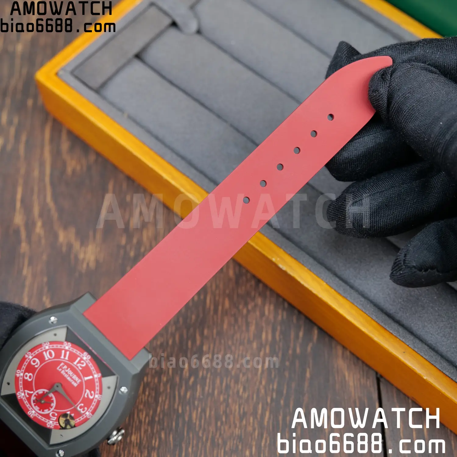 FPJ F.P.Journe Elegante PVD FJ Factory Best Edition Red Dial on RedRubber Strap Quartz V2 89 02018c8fdd88539 AMO Watch