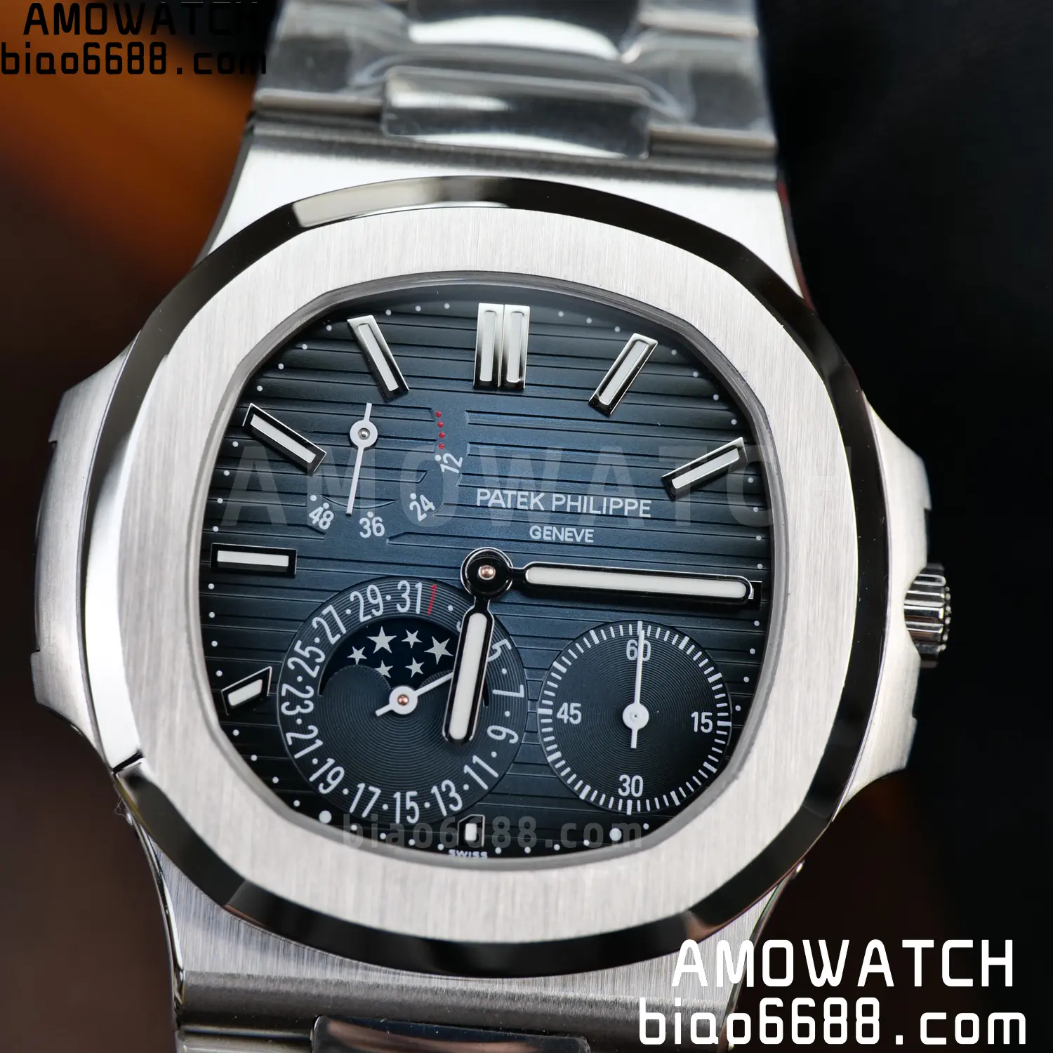 Custom Made Patek Philippe Nautilus 5712 SS UMI 139 02f100d3437dd9a AMO Watch