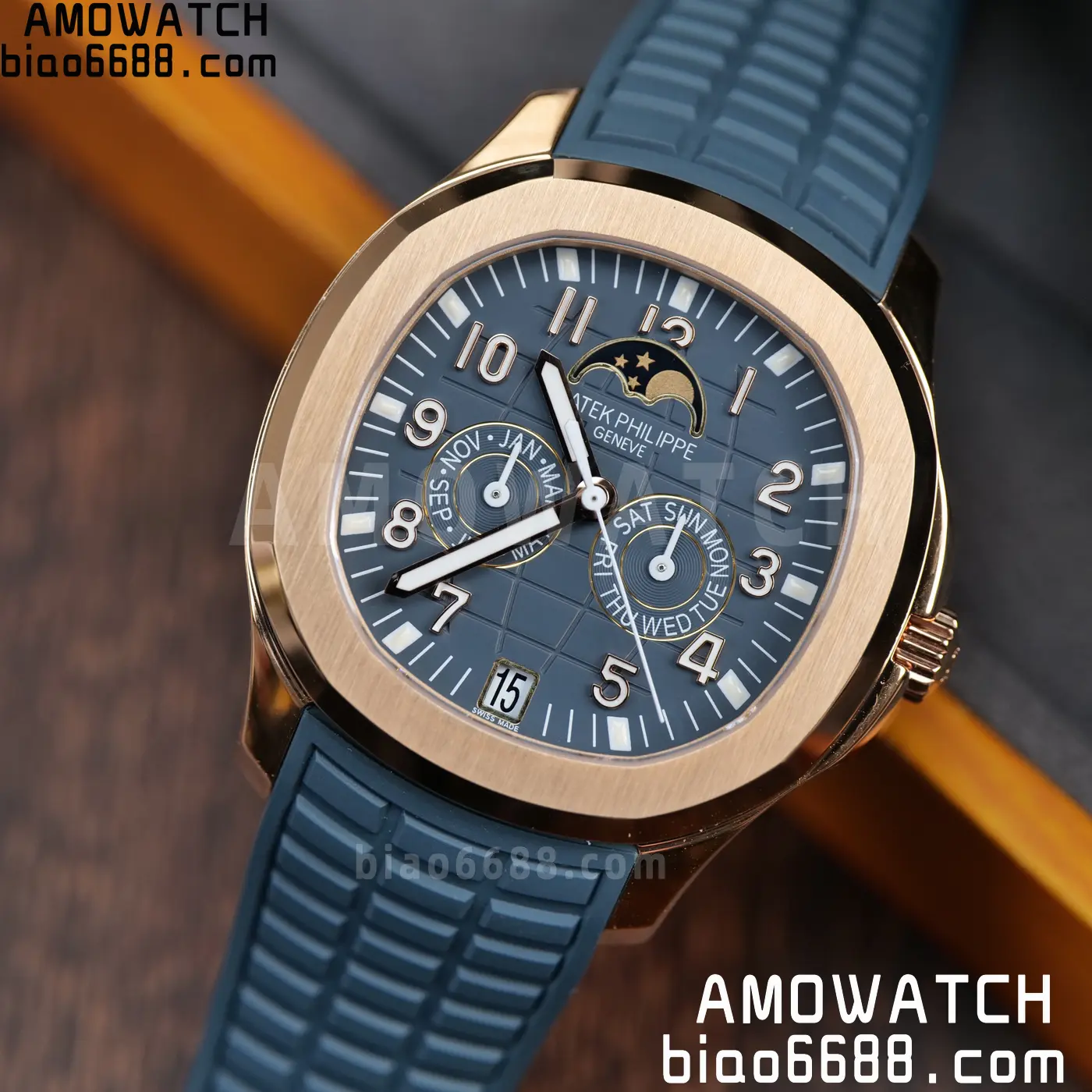 Patek Philippe Aquanaut 5261R RG APW Factory 1:1 Best Edition Dial on Blue Rubber Strap V2 102 03405c84d9ea929 AMO Watch