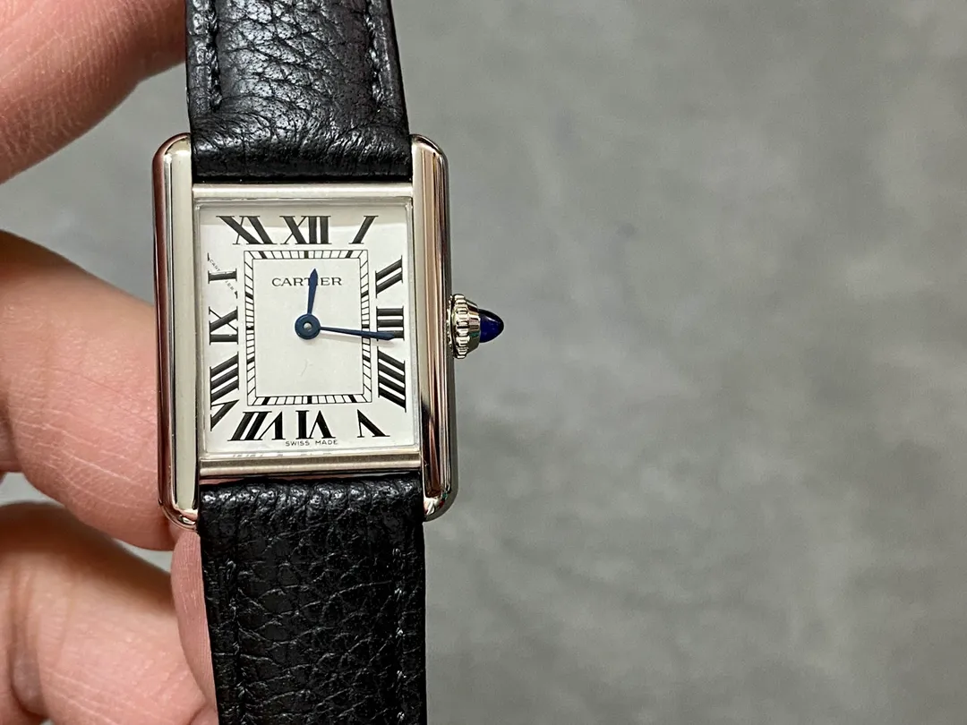 Cartier Tank Must Small SS 22mm F1 Factory 1:1 Best Edition White Dial on Black Leather Strap Swiss Quartz 19 035960ffebef053 AMO Watch