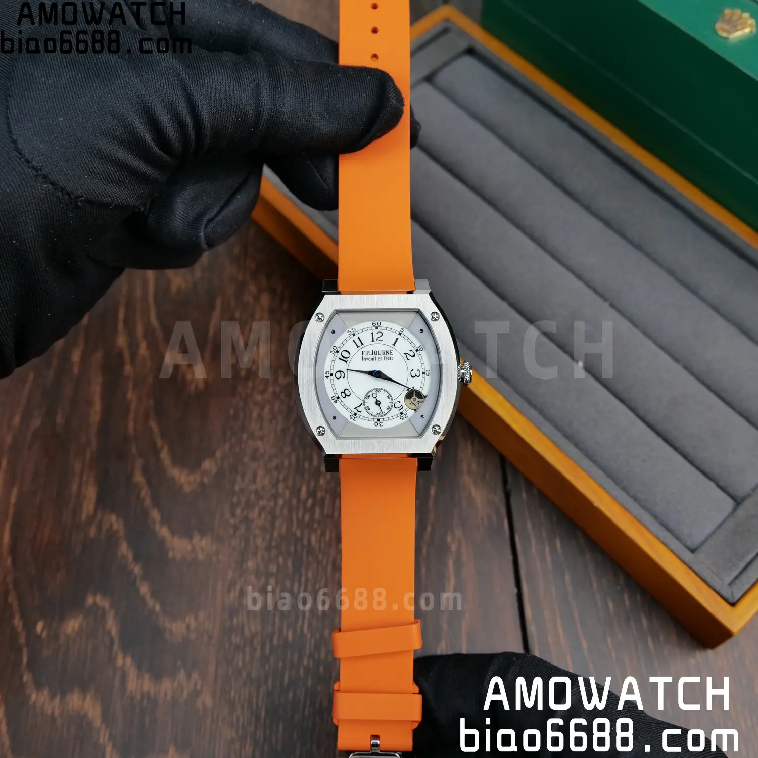 FPJ F.P.Journe Elegante FJ Factory Best Edition White Dial on Orange Rubber Strap Quartz V2 81 040de77a9d8b0fb AMO Watch