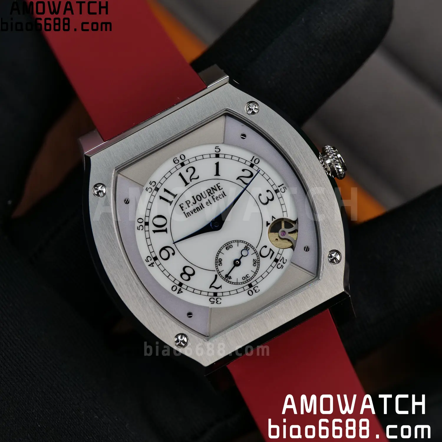 FPJ F.P.Journe Elegante FJ Factory Best Edition White Dial on Red Rubber Strap Quartz V2 105 04d0a1131bee9f8 AMO Watch