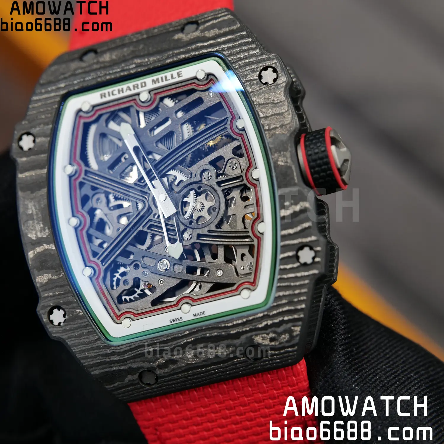 RICHARD MILLE 1:1 RM67-02 Black NTPT RICH Factory Pro 1:1 Italy Skeleton Dial White Nylon Strap CRMA7 Super Clone V2 103 05684f0cdb71f63 AMO Watch