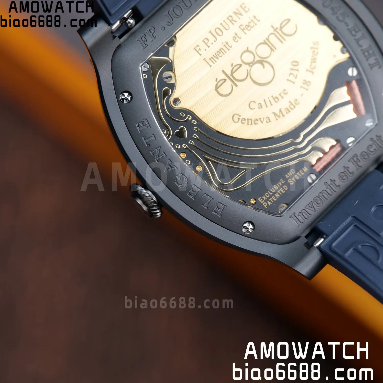 FPJ F.P.Journe Elegante PVD FJ Factory Best Edition Black Dial on Blue Rubber Strap Quartz V2 135 05b68033872156e AMO Watch