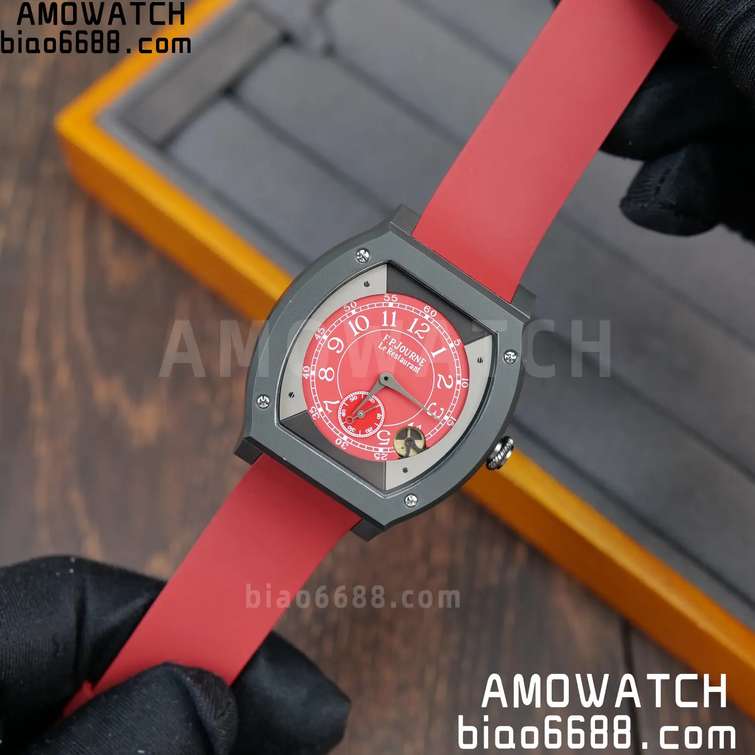 FPJ F.P.Journe Elegante PVD FJ Factory Best Edition Red Dial on RedRubber Strap Quartz V2 88 061c285c5005b8c AMO Watch