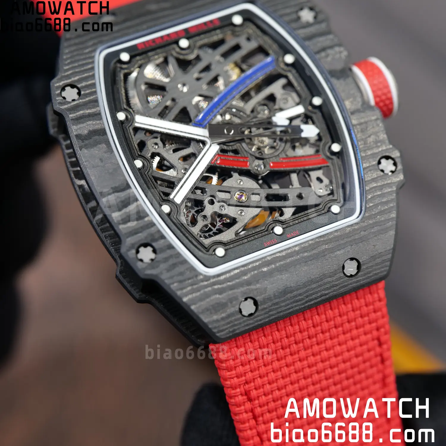 RICHARD MILLE RM67-02 Black NTPT RICH Factory 1:1 France Blue/Red/White Skeleton Dial CRMA7 Super Clone 89 06702b4d3e690ce AMO Watch