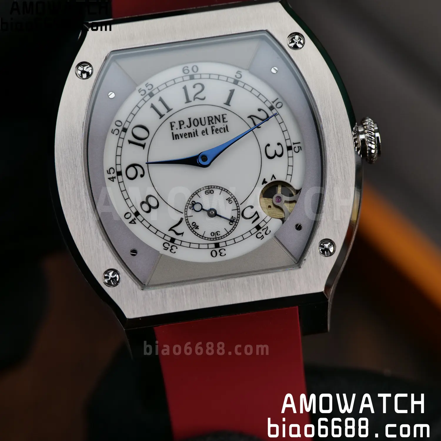 FPJ F.P.Journe Elegante FJ Factory Best Edition White Dial on Red Rubber Strap Quartz V2 101 06f715942756819 AMO Watch