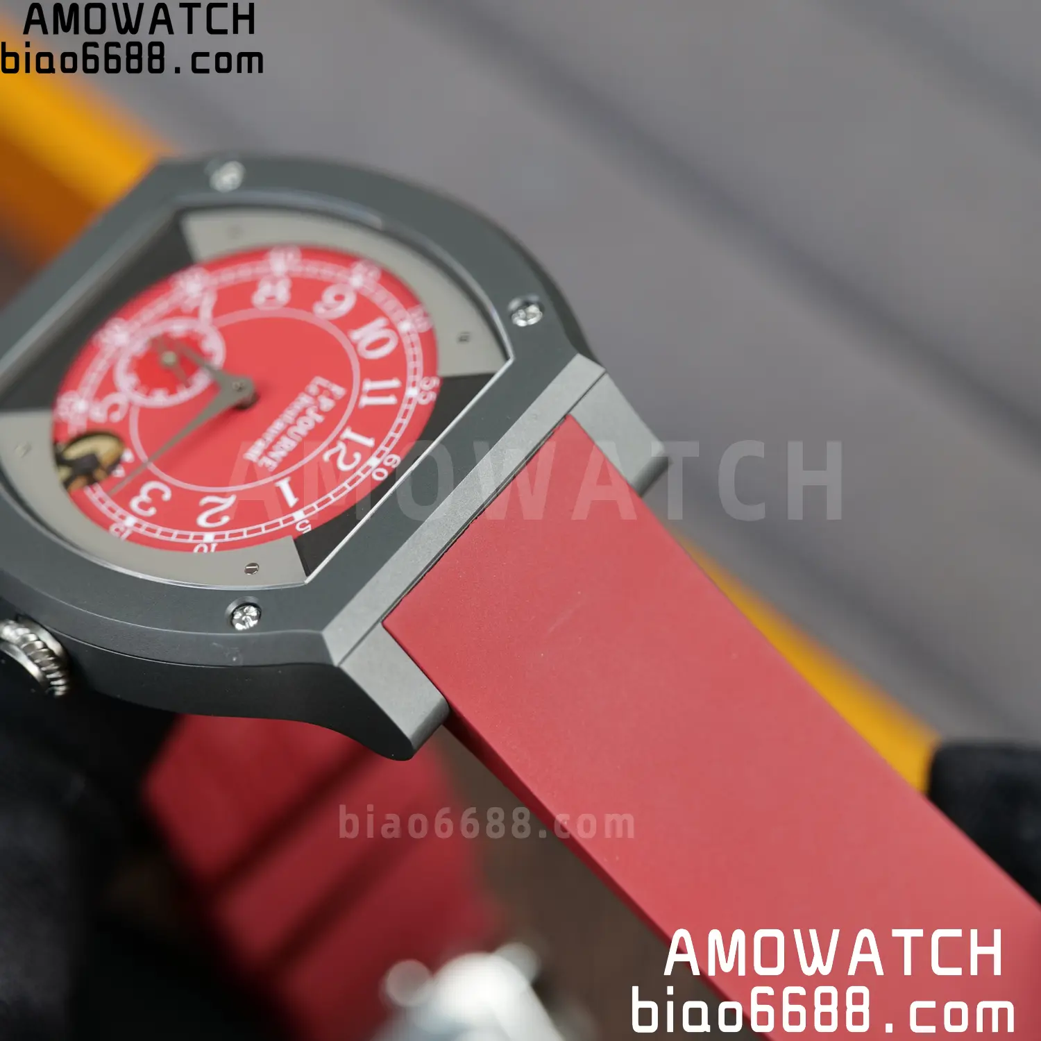 FPJ F.P.Journe Elegante PVD FJ Factory Best Edition Red Dial on RedRubber Strap Quartz V2 99 0805b1274bcb6bd AMO Watch