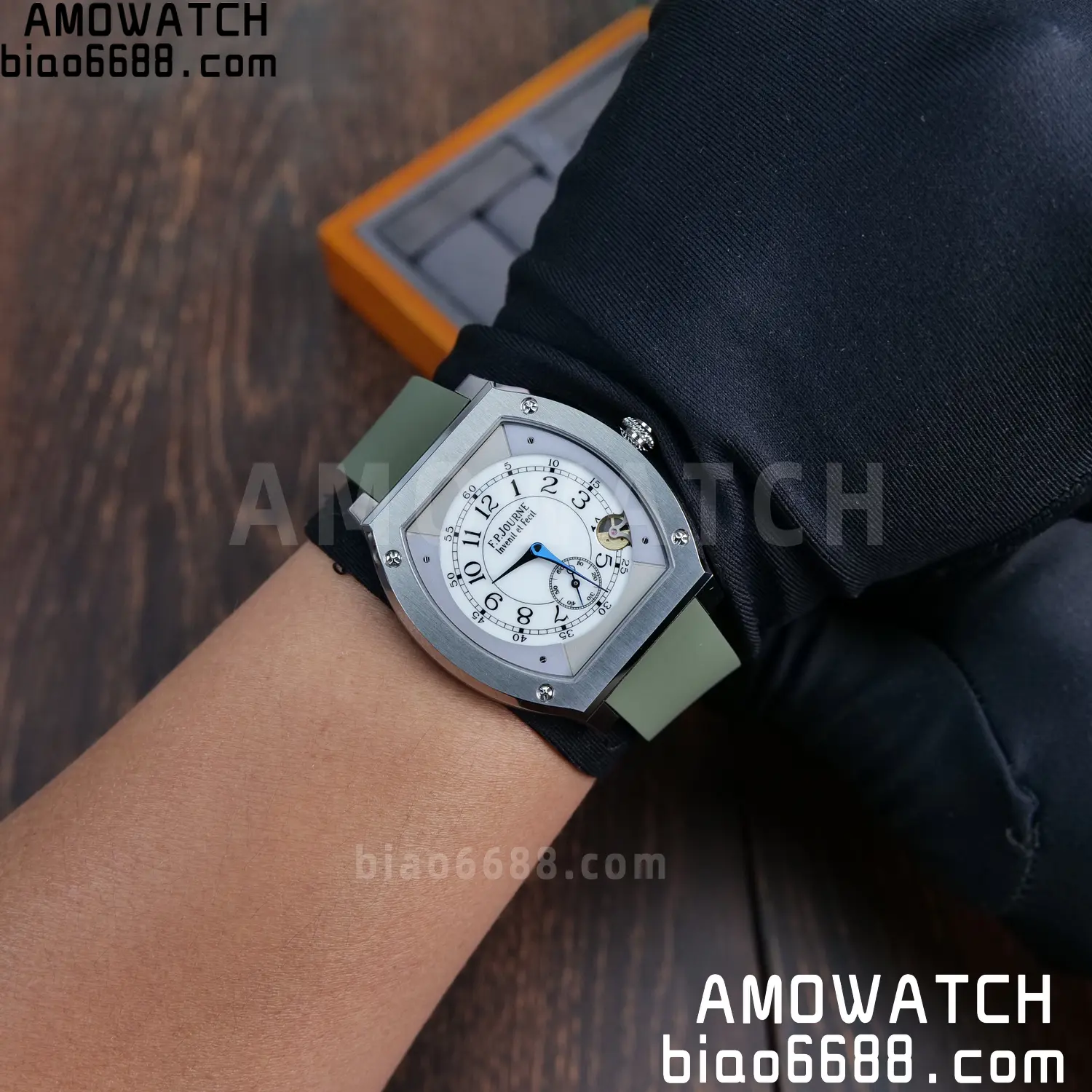 FPJ F.P.Journe Elegante FJ Factory Best Edition White Dial on Green Rubber Strap Quartz V2 113 0955c4804e08864 AMO Watch