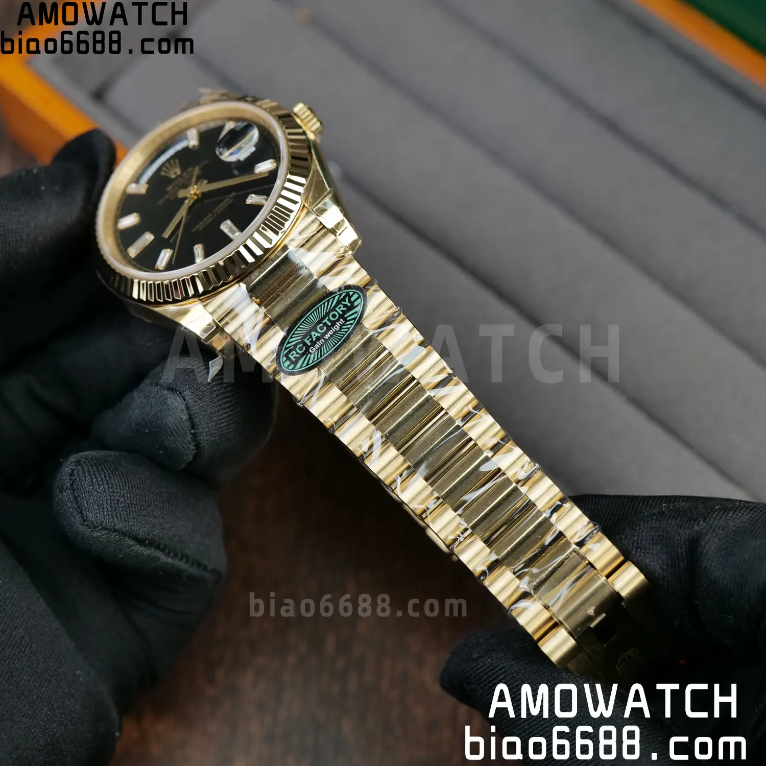 Rolex Day Date 40 YG 228238 RCF 1:1 Best Edition Black Dial on President Bracelet VR3255 (210g) 63 09bcbb42d1363a1 AMO Watch