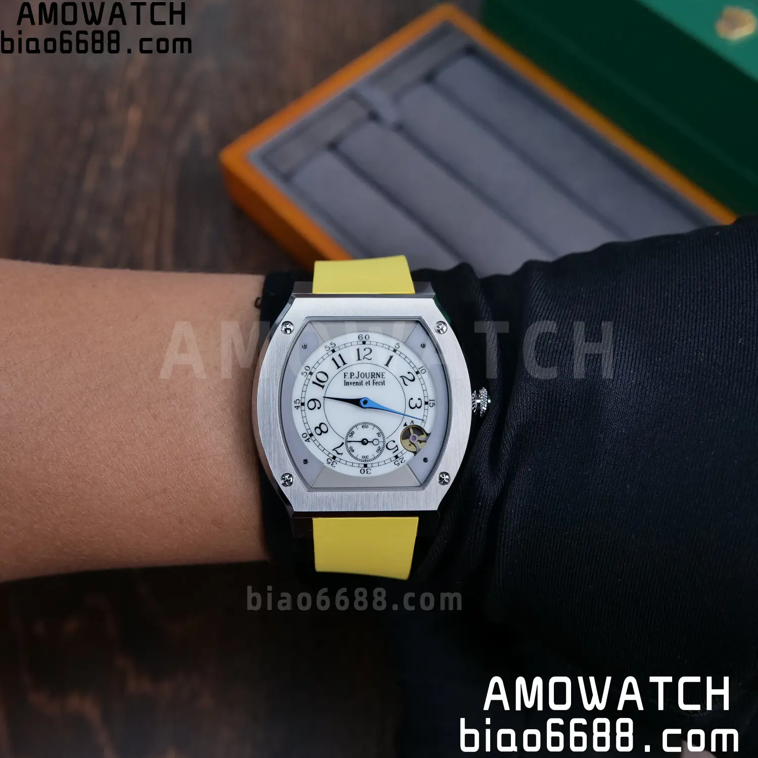 FPJ F.P.Journe Elegante FJ Factory Best Edition White Dial on Yellow Rubber Strap Quartz V2 75 09c23fda8c06977 AMO Watch